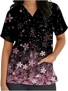 St. Patrick's Day Women Scrubs_Tops Workwear V Neck Short Sleeve Print Nursing Uniform Scrubs_Shirts with Pockets