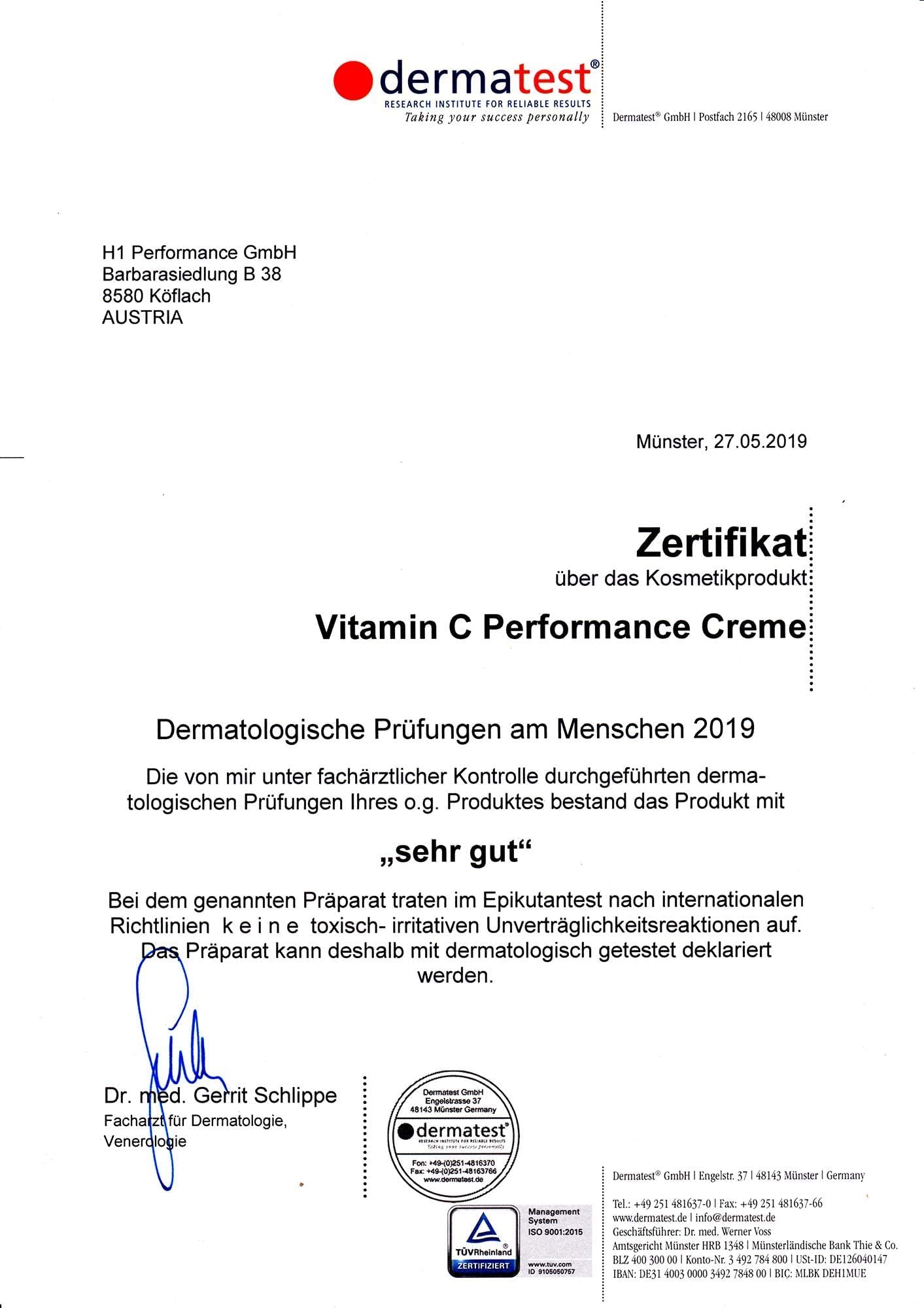 Cosphera® - Krem z witaminą C Performance 50 ml – z kwasem hialuronowym – wegański krem na dzień i na noc, wysoka dawka do twarzy, szyi, oczu – przeciwzmarszczkowy zabieg nawilżający dla kobiet i