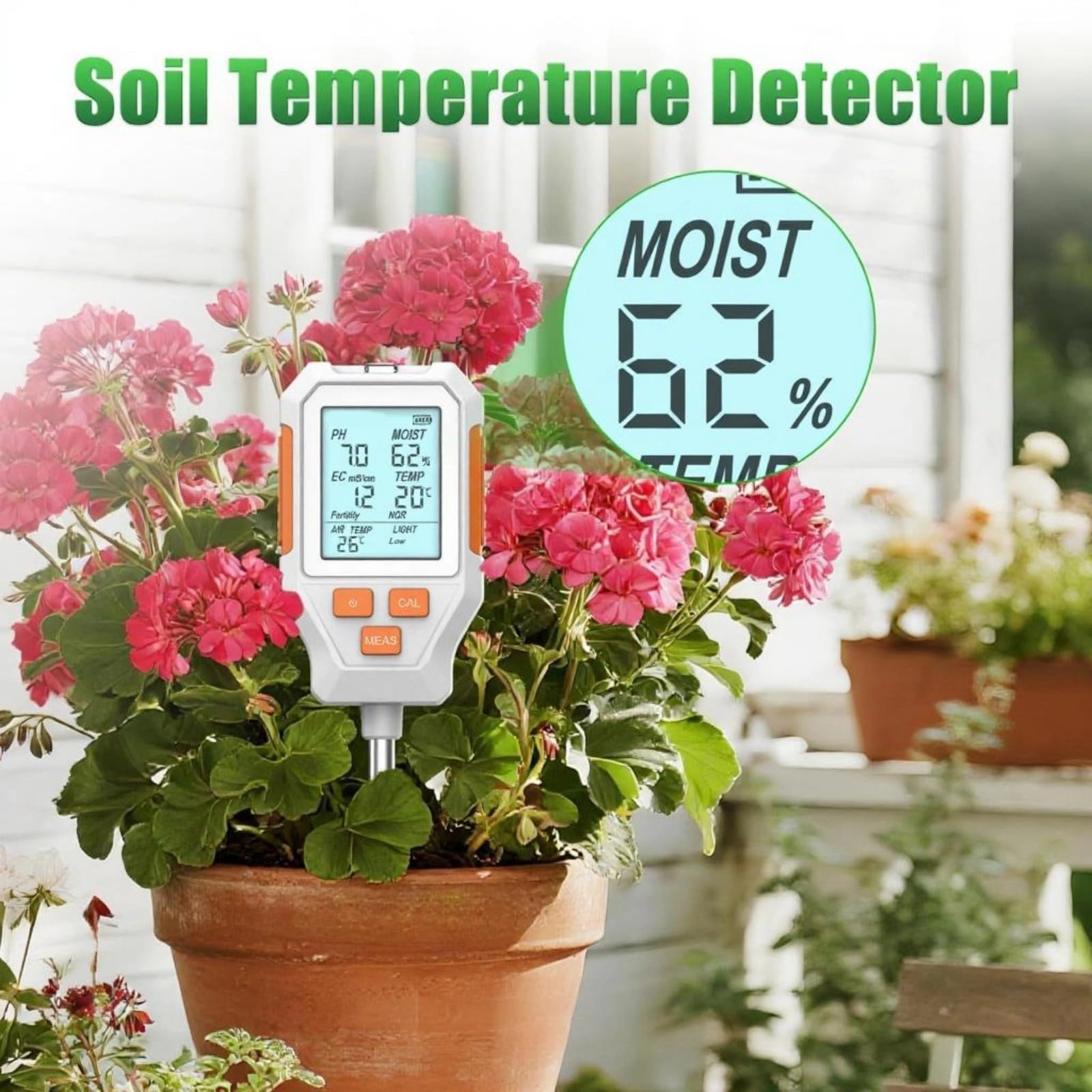 Monitor da pavimento, tester digitale con sensori ad alta precisione per monitorare umidità, temperatura, luce, fertilità, test da giardino