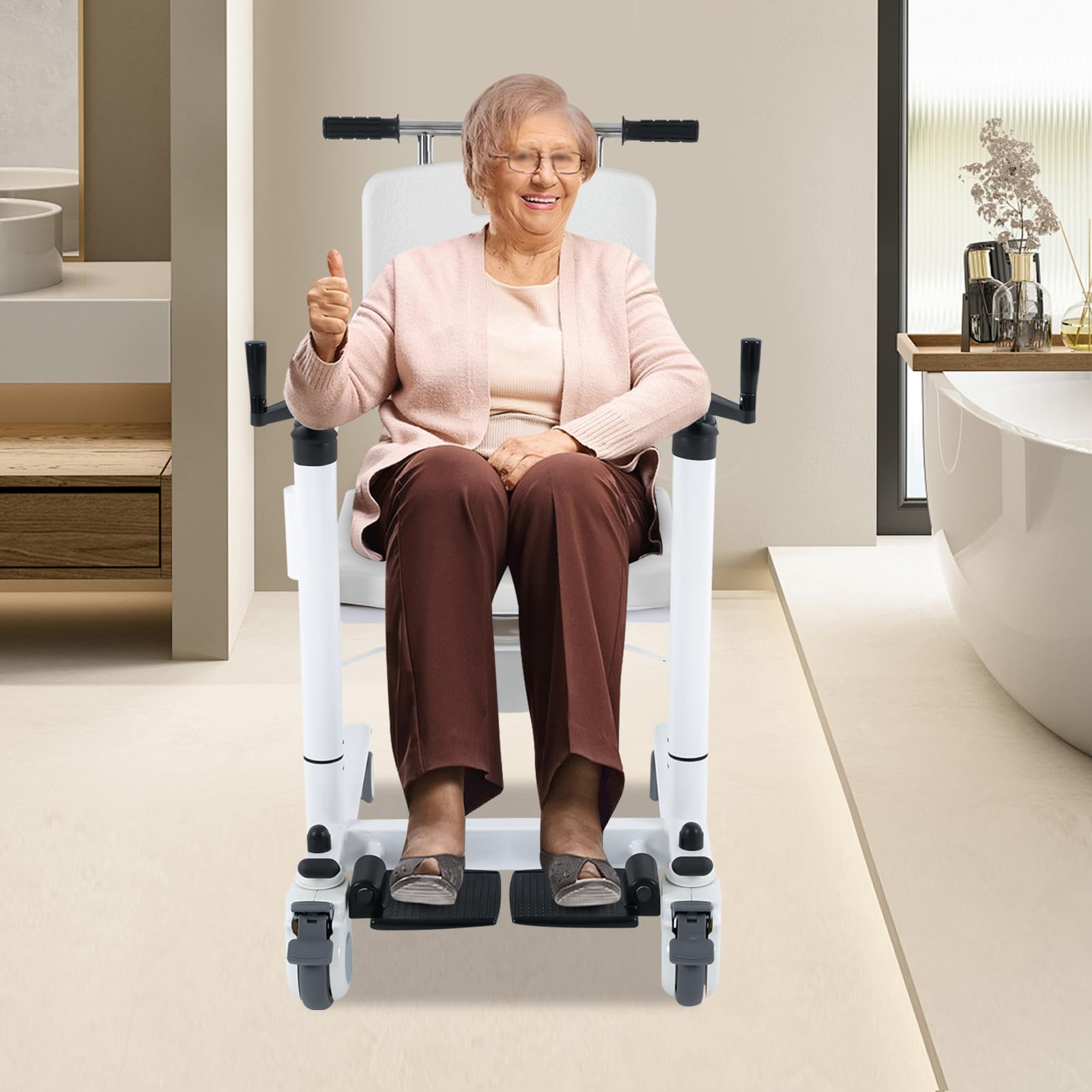 Hydrauliczny podnośnik dla pacjentów, wózek inwalidzki, wielofunkcyjny, hydrauliczny podnośnik dla seniorów, otwierane pod kątem 180°, nośność 120 kg, wysokość 43-65 cm