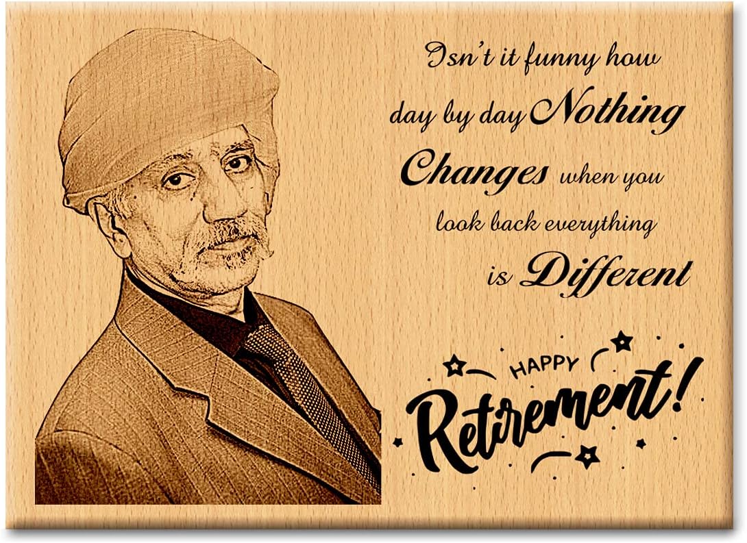 Incredible Gifts India Retirement Gift - Personalized Engraved Wood Photo Plaque (8x6 inches, Wood)