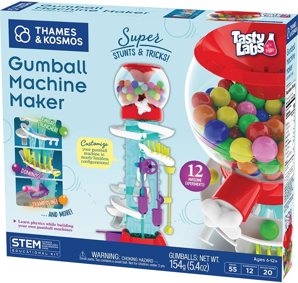 Gumball Machine Maker Lab - Super Stunts & Tricks | Build Your Own Gumball Machines with Lessons in Physics & Engineering | 12 Experiments | Includes Delicious Gumballs | Award Winner