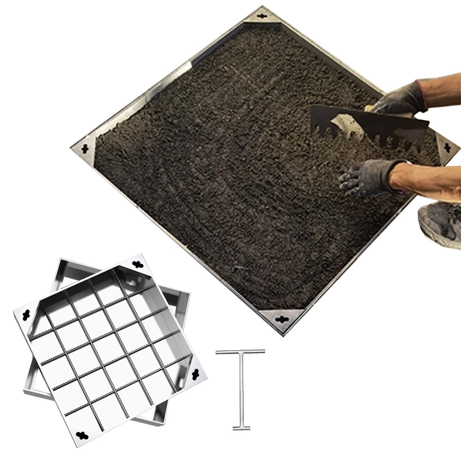 Couvercle d'inspection carré invisible 350x350 mm métallique étanche pour extérieur