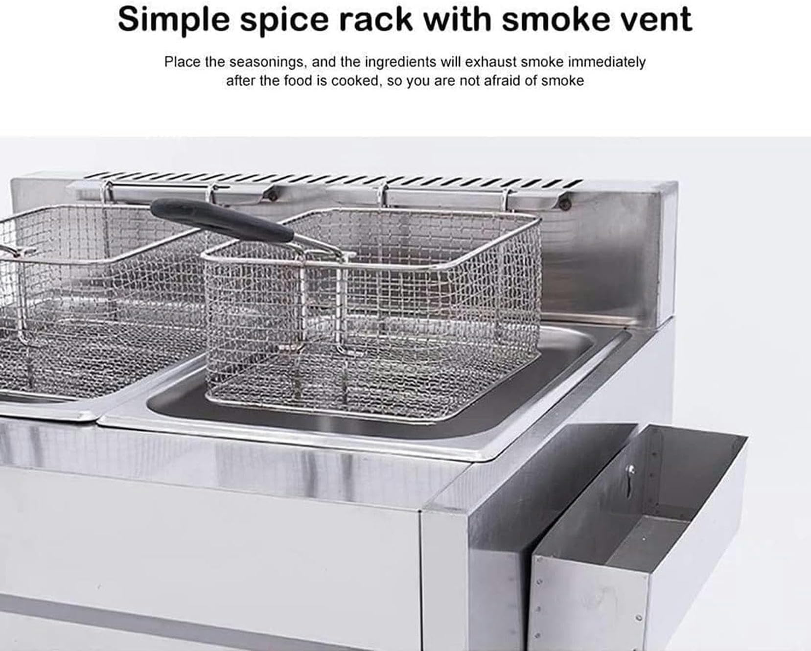 Freidora a Gas, freidora de encimera de Acero Inoxidable, freidora de Cocina Profesional Comercial, Cesta de Aceite extraíble con Control de Temperatura, Caldera Doble~/