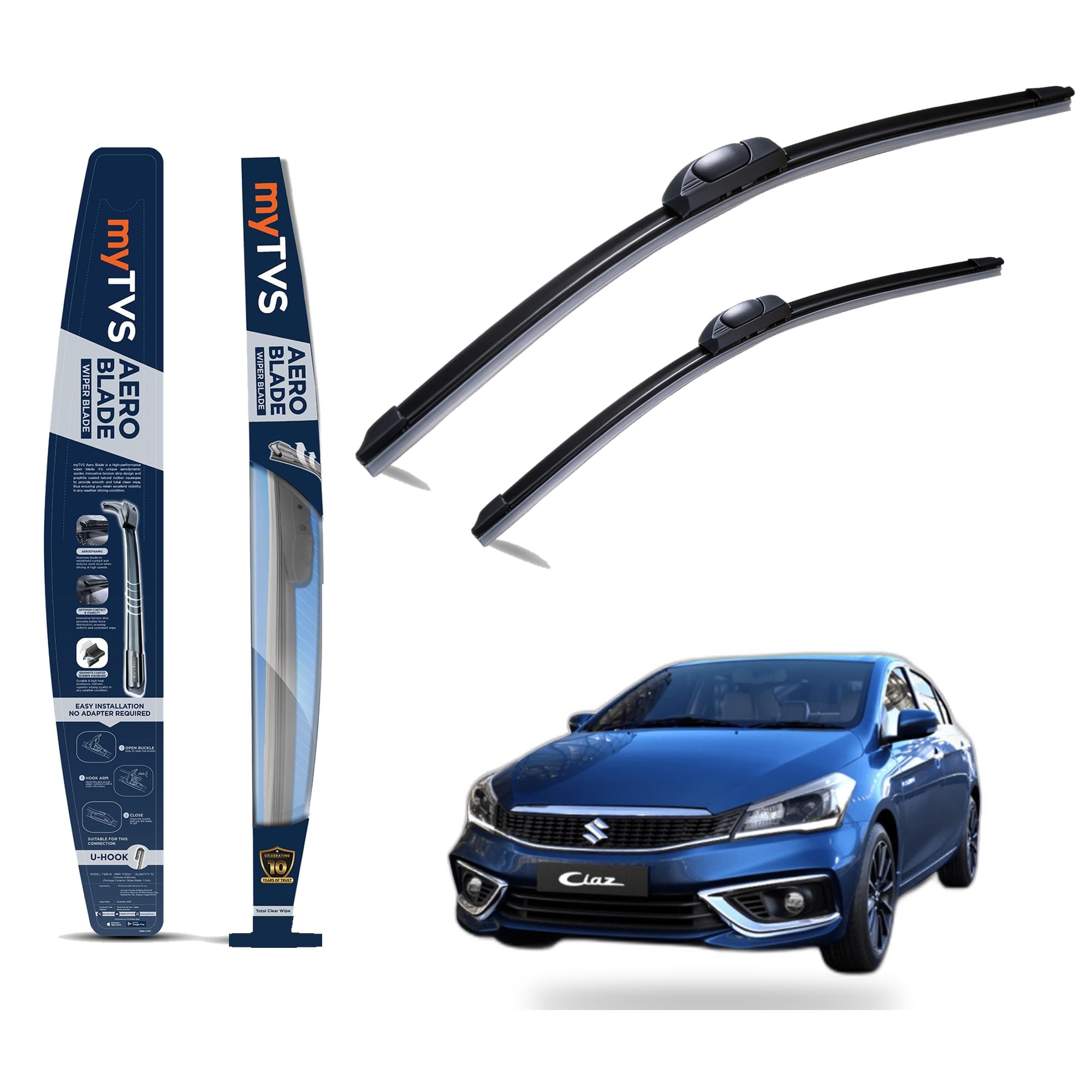 myTVS Frameless Car Wiper Blades for Maruti Ciaz | Set of 2 (24"+16")-image-35