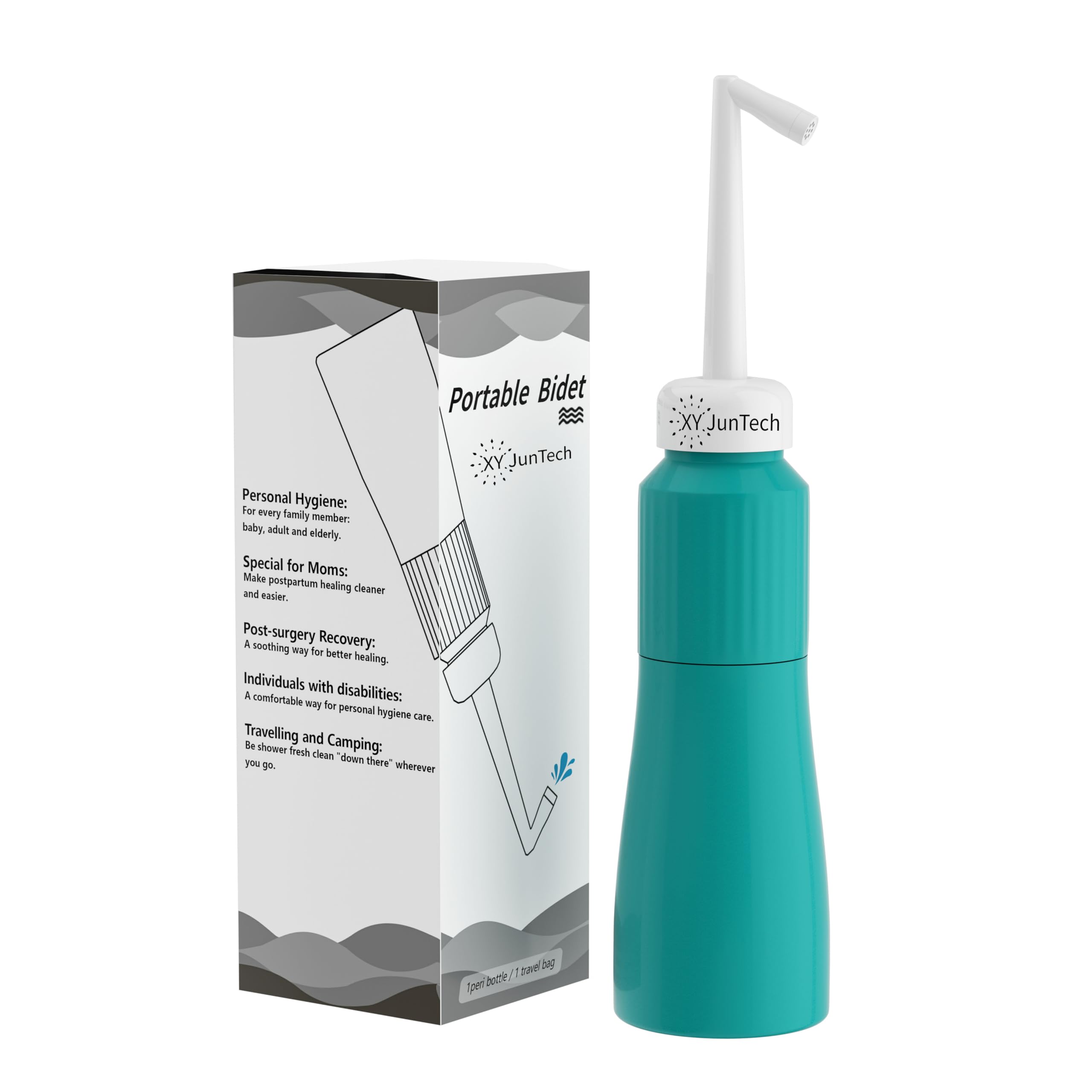 Portable 11 8 Oz Enema Feminine Care Irrigator Retractable Nozzle Douche Bottle with 60 Elbow for Personal Hygiene