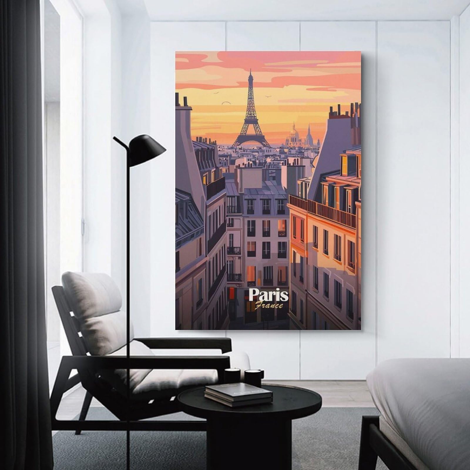 Junmoney Paris Sunset Skyline(2) Home Decor Wall Art, 12x18inch(30x45cm), for Lounge, Bedroom Or Personal Spaces, Thoughtful Wall Decor for Art Lovers