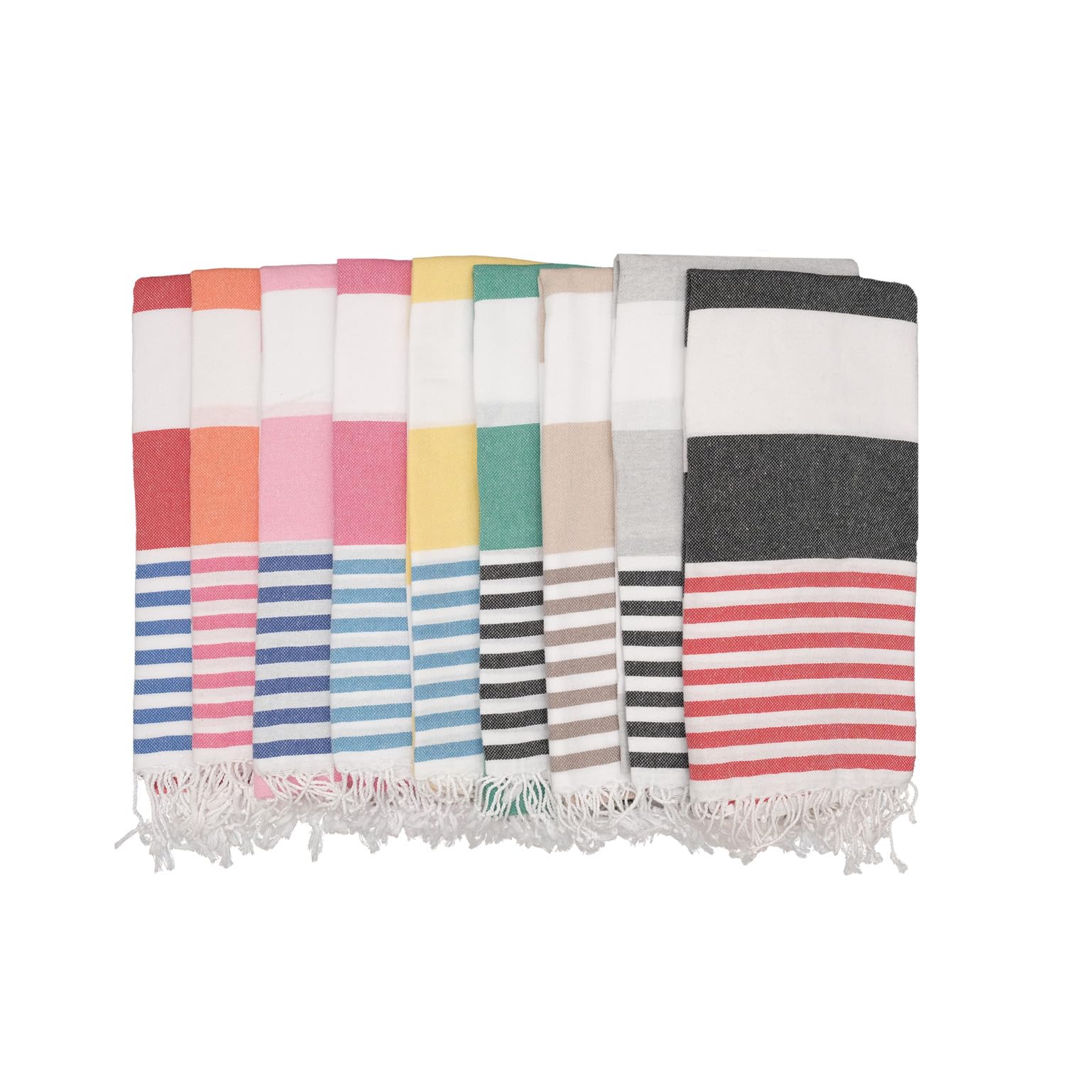 PADISHAHHOME Oversized Turkish Beach Towel 38’’x71’’ - Set of 6 | 100% Turkish Cotton Lightweight Sand Free Quick Dry Pool Towels | Extra Large Bath