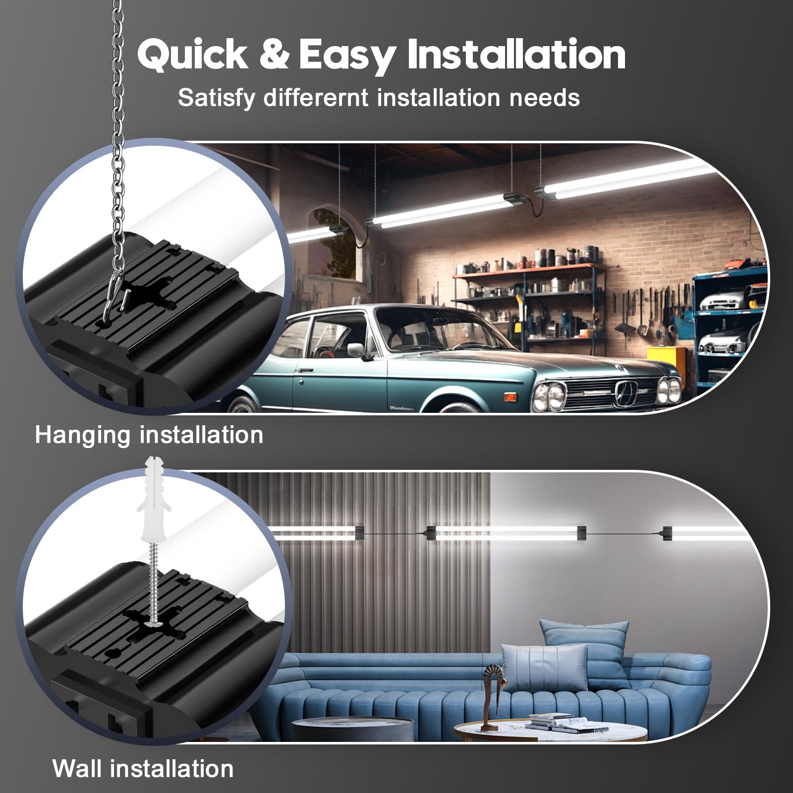 Feuchtraumleuchte LED 115cm mit Stecker,40W Verknüpfbar Feuchtraumlampe,6500K Kaltweiß LED Röhre,4400LM Superhell Kellerlampe,Leuchtstoffröhre für Küche Büro Flur Garage