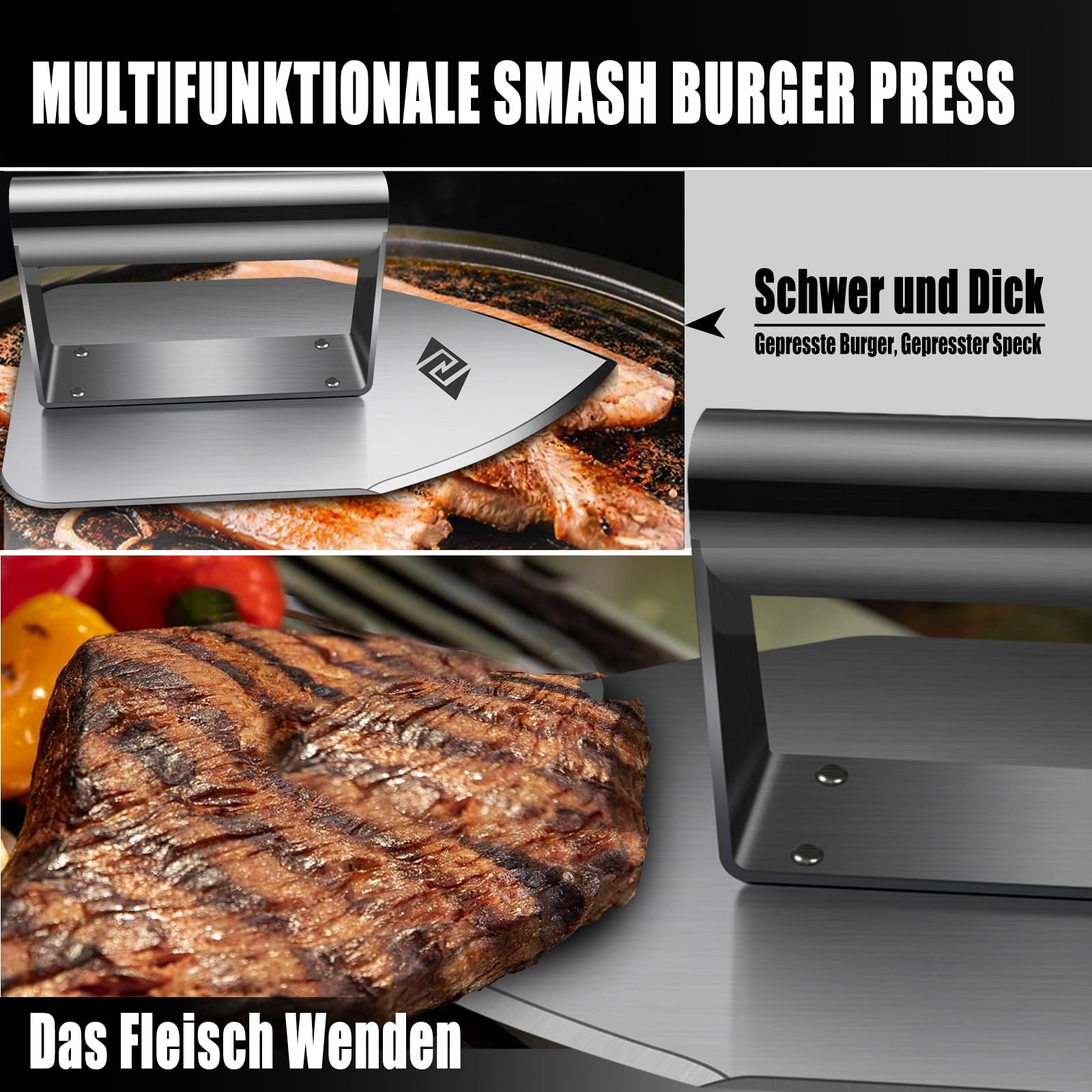 STEVEN-BULL S Smash prasa do burgerów, ze stali nierdzewnej, śmieszna prasa do burgerów, prezent dla taty