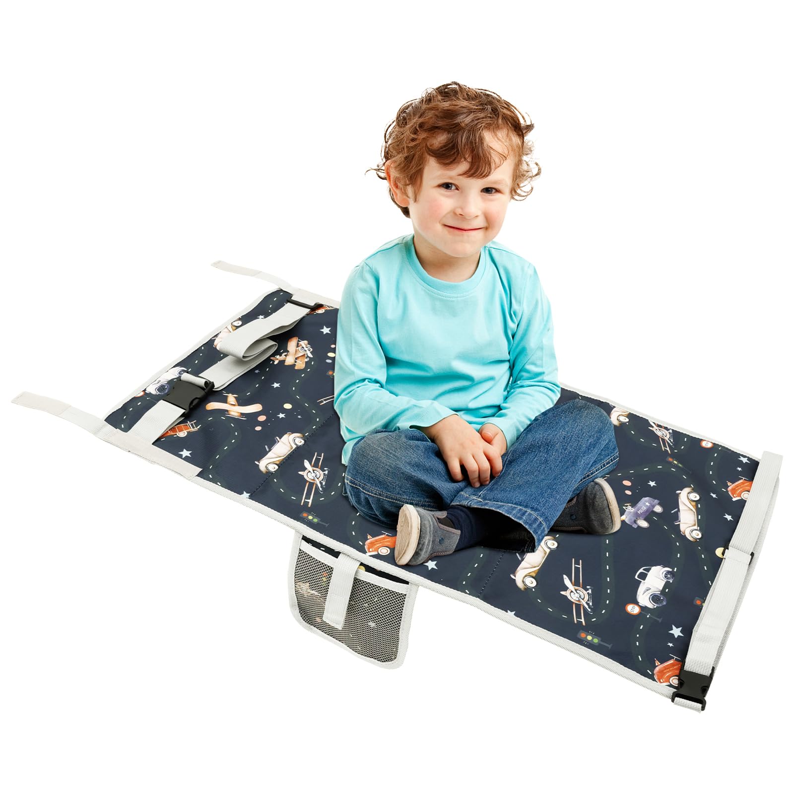 GWCYMYD Toddler Airplane Seat Extender, Oxford Cloth Flyaway Kids Bed with Pocket, Portable Toddler Aeroplane Bed
