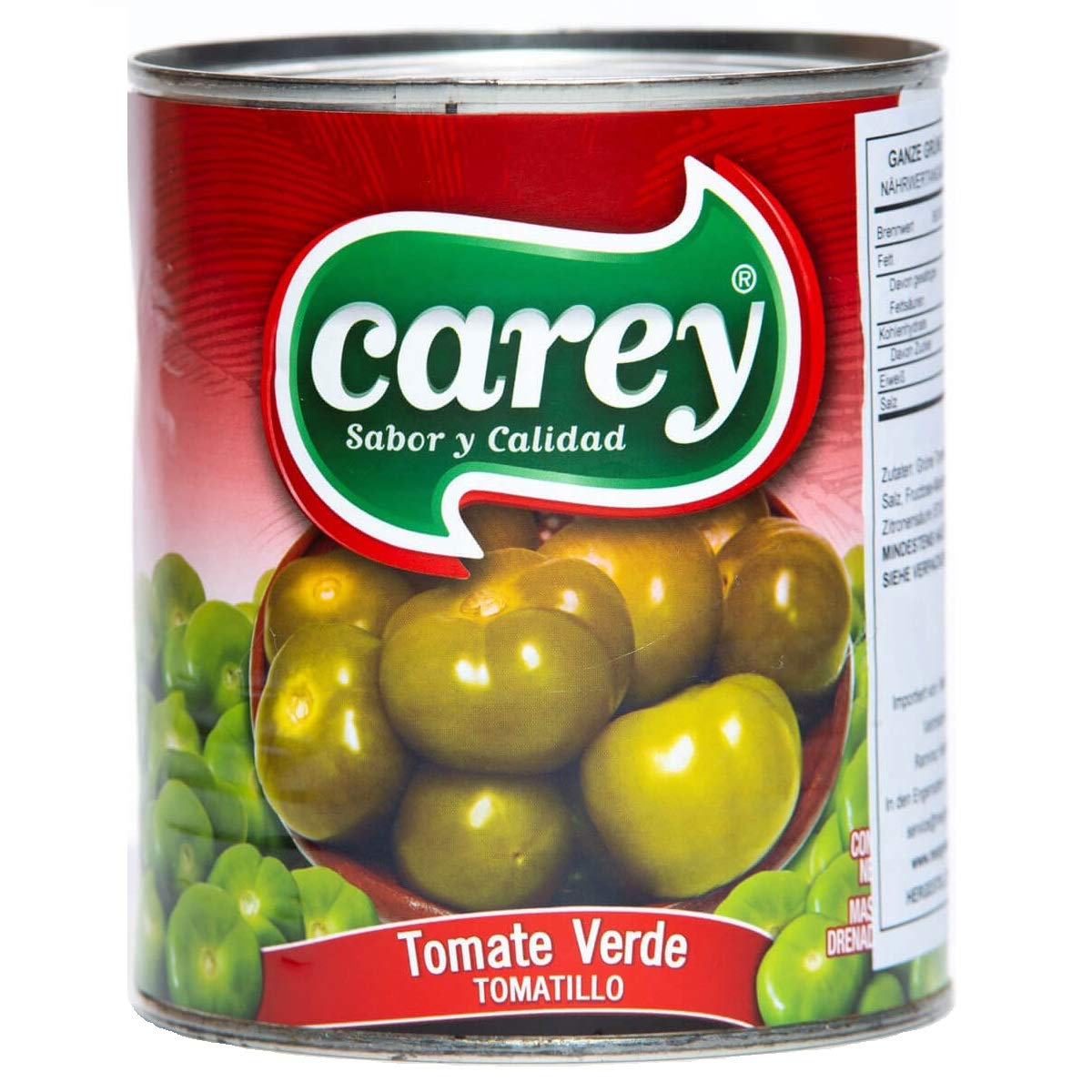 Carey Tomate Verde Tomatillo Entero, Bote De 2,8kg