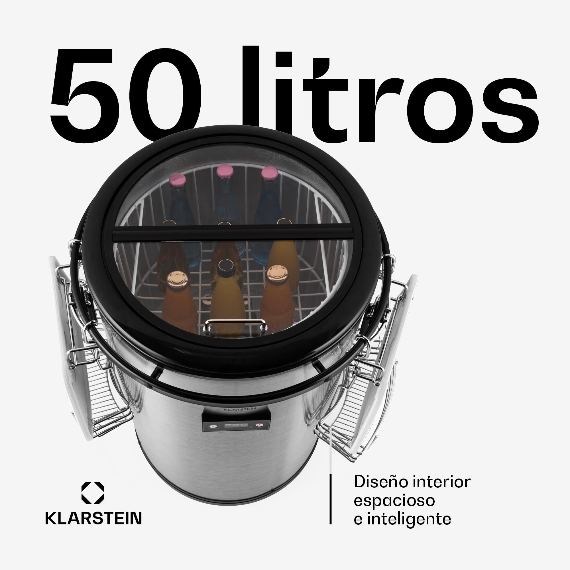 Klarstein Mr. Barbot - Enfriador de bebidas (Independiente, Negro, Acero inoxidable, F, 0-16 °C, Arriba)