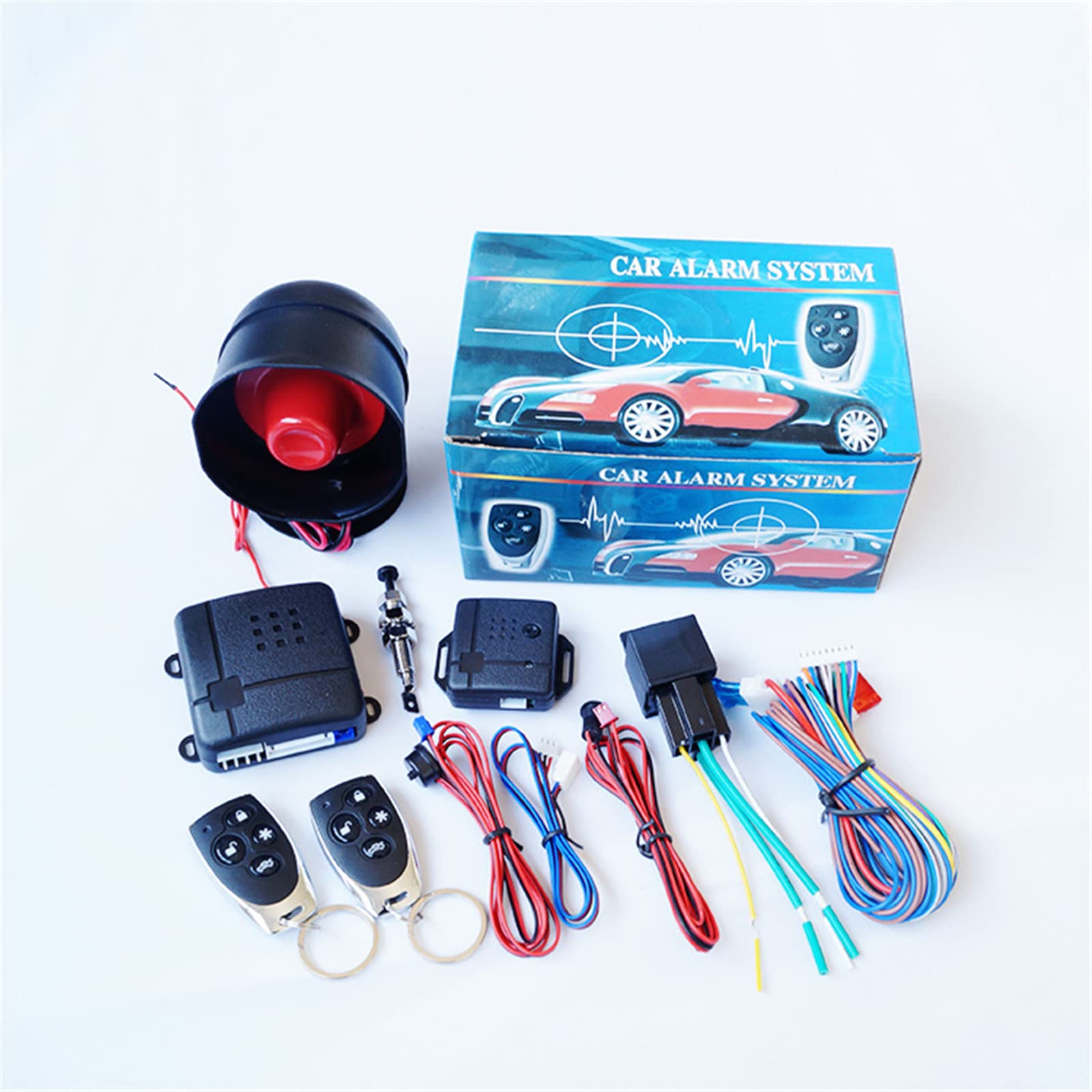 WANGCL Alarma antirrobo remota para automóvil, Sistema de protección contra Robo de vehículos, Cerradura Central sin Llave + Sensor de Impacto + 2 Controles remotos universales