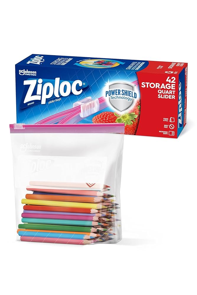 Amazon.com: Ziploc Quart Food Storage Slider Bags, Power