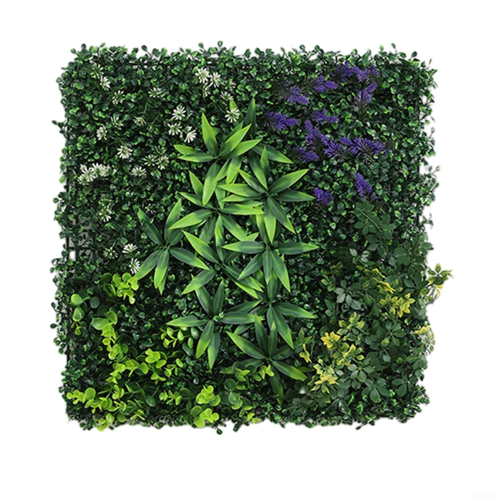 Künstliche Pflanzenwände, Künstliche Pflanzenwandpaneele, 50 x 50 cm, grüne Heckenmatte für Innen- und Außendekoration (H)
