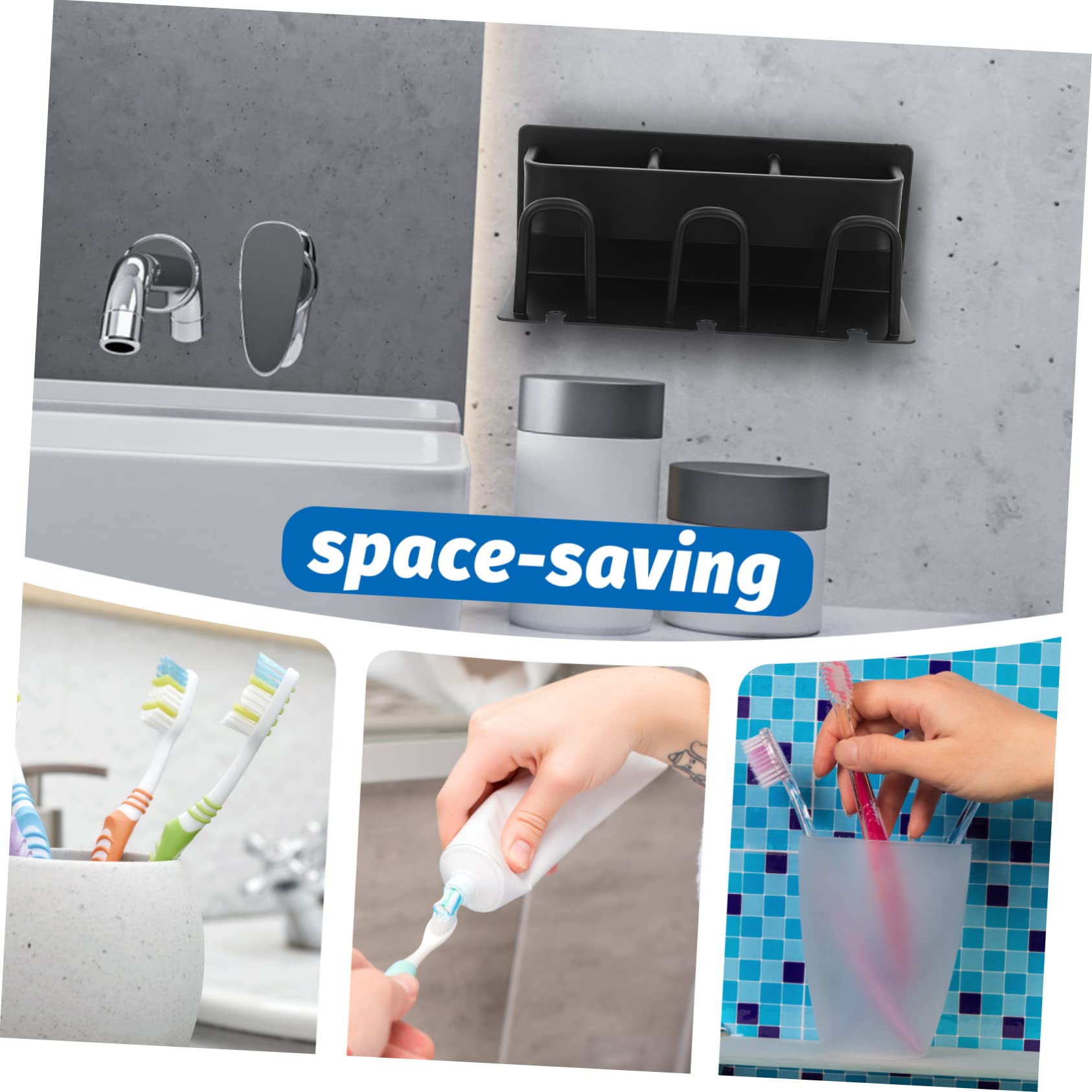 Porta Spazzolino da Bagno in Alluminio Nero, Robusto e Drenaggio Dell'acqua, Mensola da Parete per Lavabo e Doccia