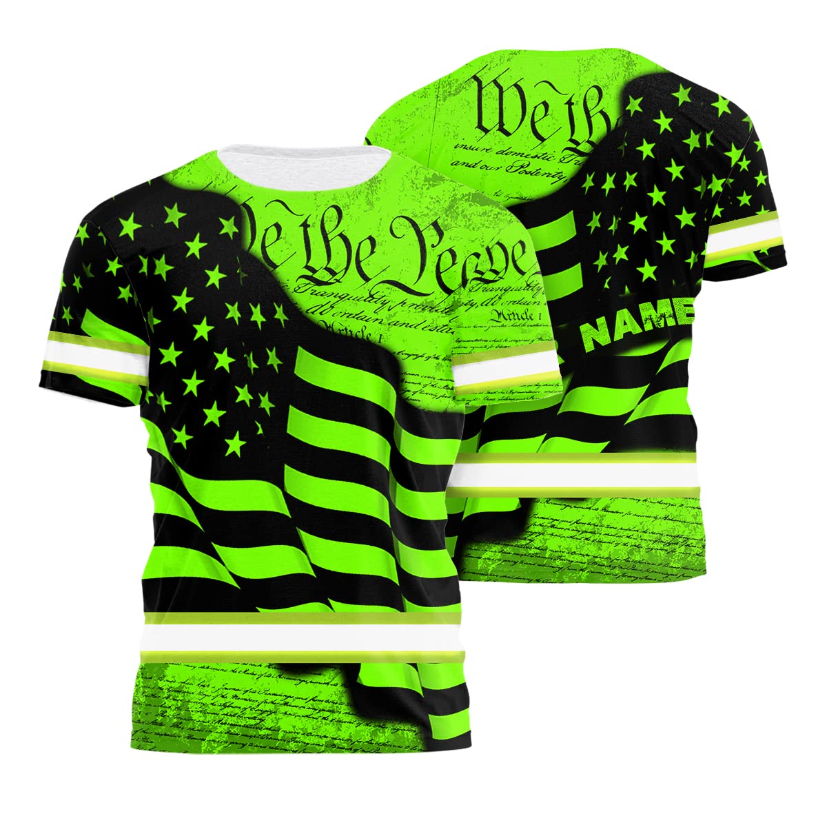Maddly High Visibility US Flag Collection Safety Workwear Custom Name for Workers, Runners, Truckers, Patriotic