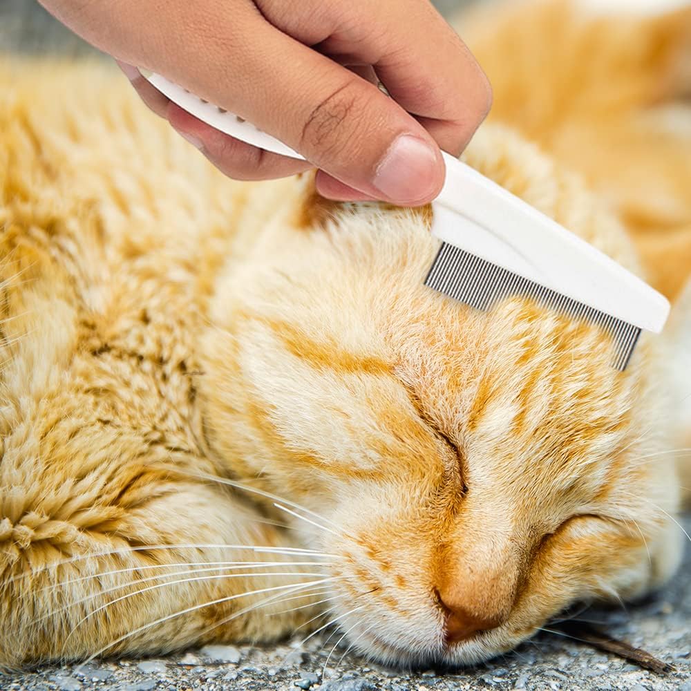 EHOTER Brosse De Toilettage 2pcs Peigne à Poux Outil De Toilettage pour Chats Et Chien Peigne à Puces pour Chat Peigne à Puces Chien Peigne Anti Poux pour Animaux De Compagnie (Blanc)