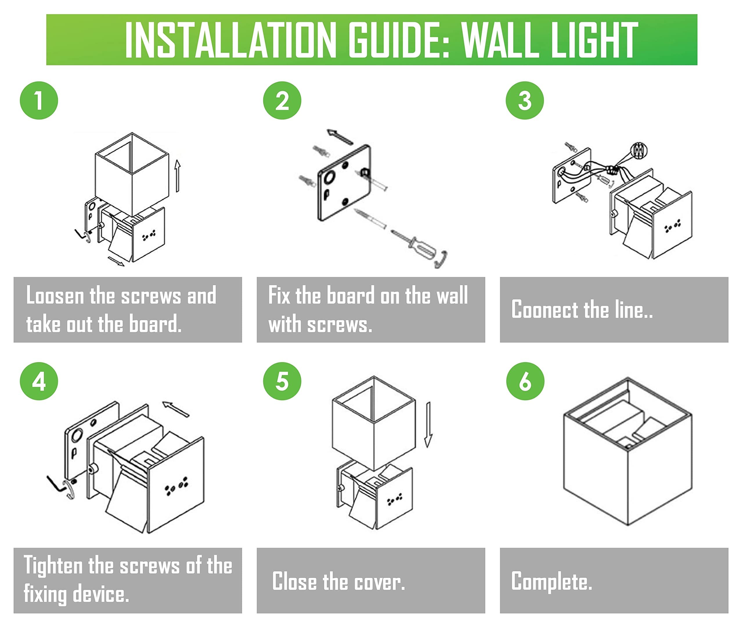 CLAR - Aplique LED Exterior Pared Blanco 10W Luz Neutra 4000Kº (Pack 6)