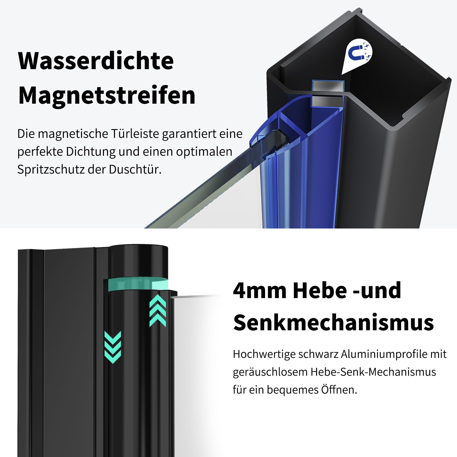 Duschtür Falttür 90x195cm Duschabtrennung Nischentür Schwarz