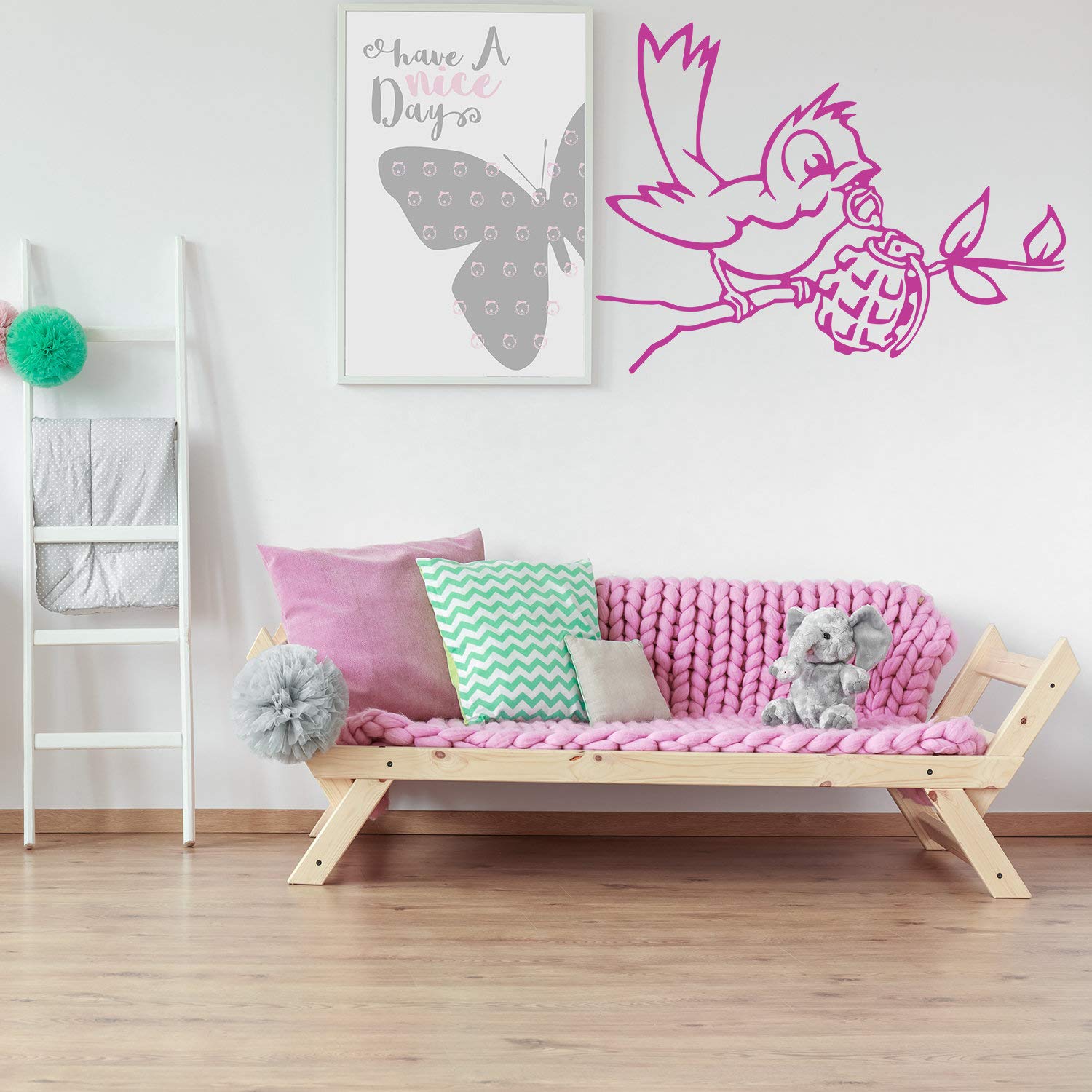 Banksy Oiseau avec Grenade Wall Sticker Street Art Graffiti Decor Vinyle Autocollant Maison Amovible Bricolage Murale Chambre garçon Hipster Noir Autocollants