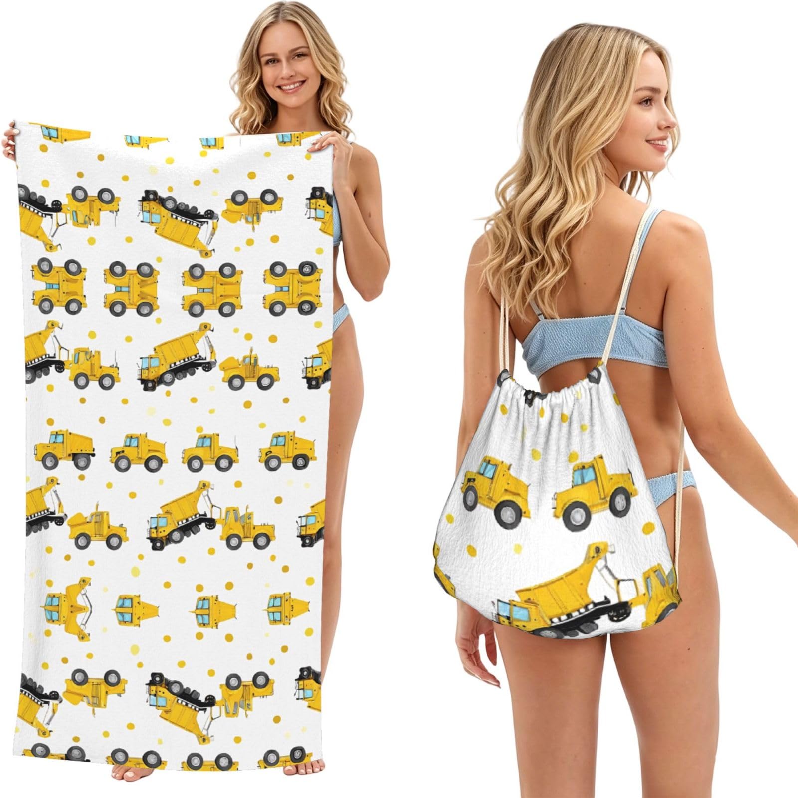 EZDLOWVBA Tractor Farming Print Beach Towel Backpack 2 In 1 Summer Large Lightweight Beach Towel - Multifunctional Ship Pattern Towel Bag For Storage,Sport