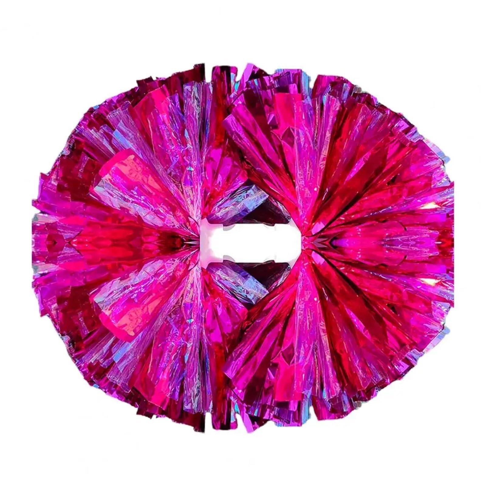 Glitter Metallic Foil Pompoms, 6pcs Multicolor Cheerleading Pom Poms Double-Headed(Rose Red)