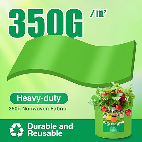 Miniatura 4 de Paquete de 5 bolsas de cultivo de 10 galones  Bolsas de cultivo de 10 galones 12.35 oz de tela resistente con asas, bolsas de cultivo de patatas