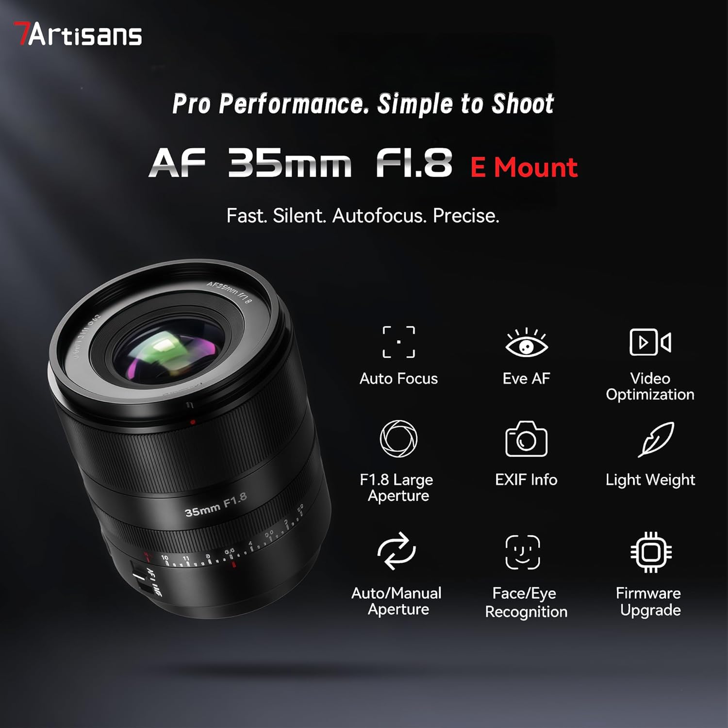 7artisans AF 35mm F1.8 Auto Focus Camera Lens,Full Frame,Lightweight Wide Angle for Portraiture/Travel/Street Photography/Humanistic Subjects/Video Creation (for Sony E Mount)