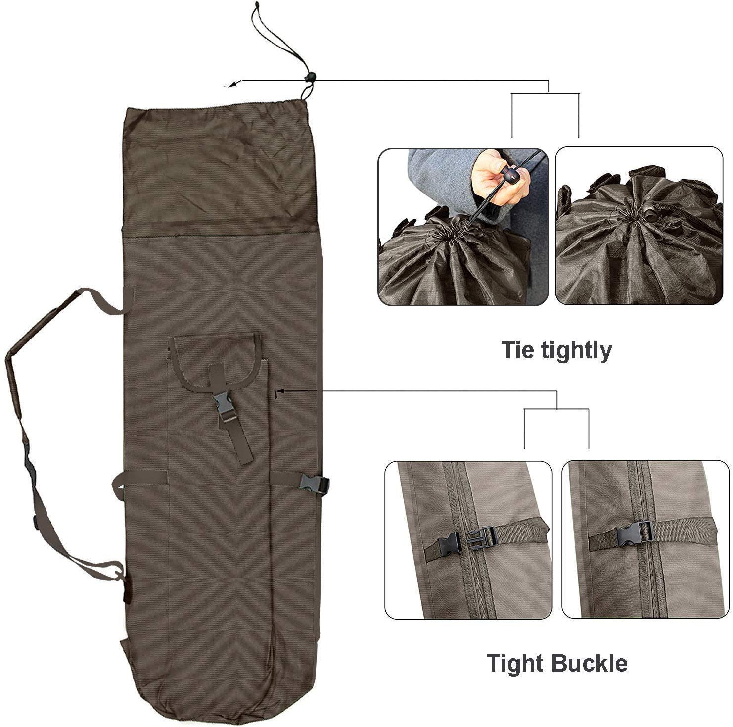 Allnice Bolsa organizadora de Lona Duradera para caña de Pescar y Carrete, Bolsa de Transporte de Viaje, Capacidad para 5 Postes y Aparejos, Khaki, 123cm x 34cm x 34cm, Clásico