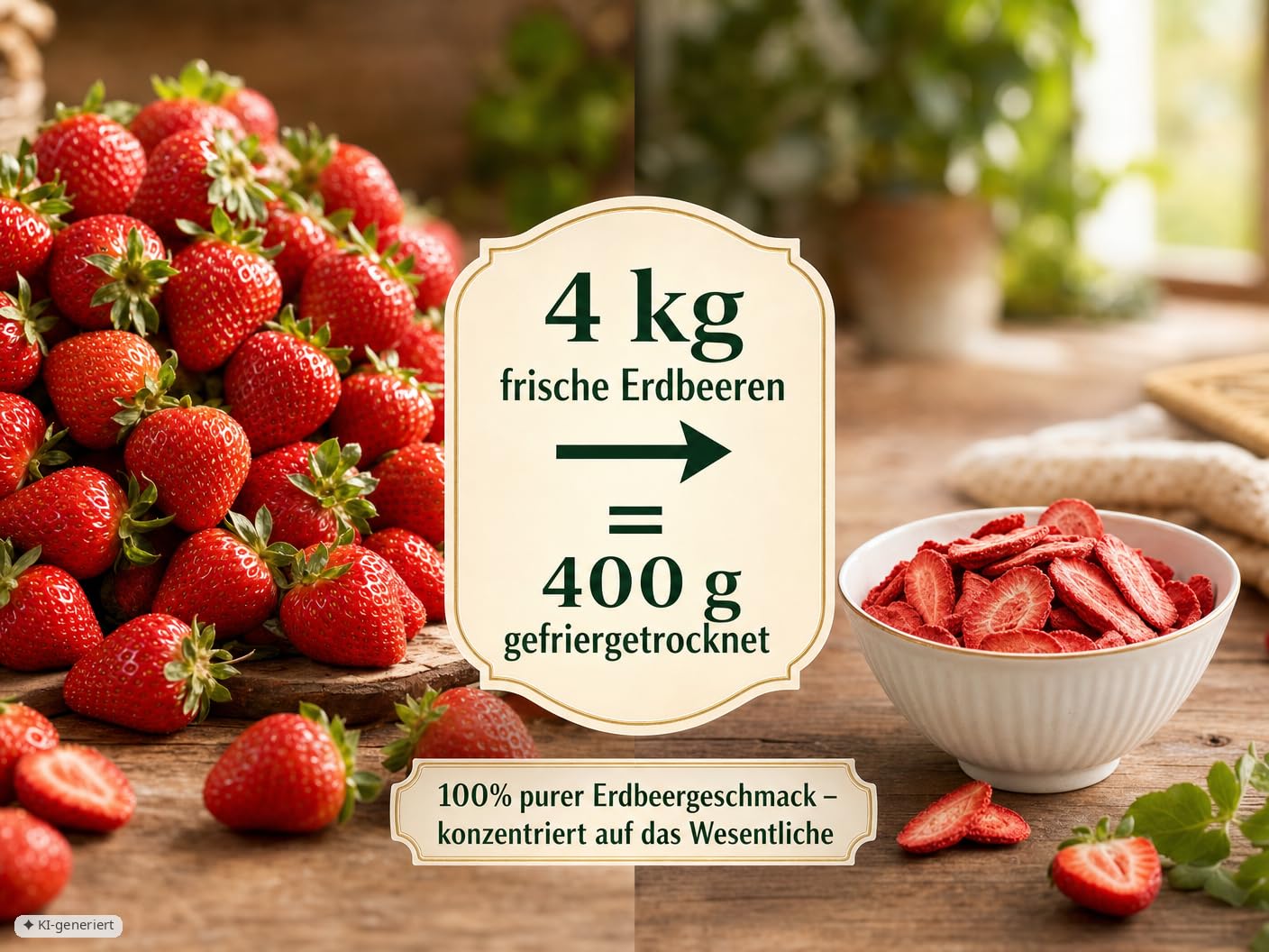 EWL Naturprodukte Erdbeeren gefriergetrocknet 400g, im bruchsicheren Eimer, gefriergetrocknete Erdbeeren in Deutschland abgefüllt, vegan und natürlich lecker