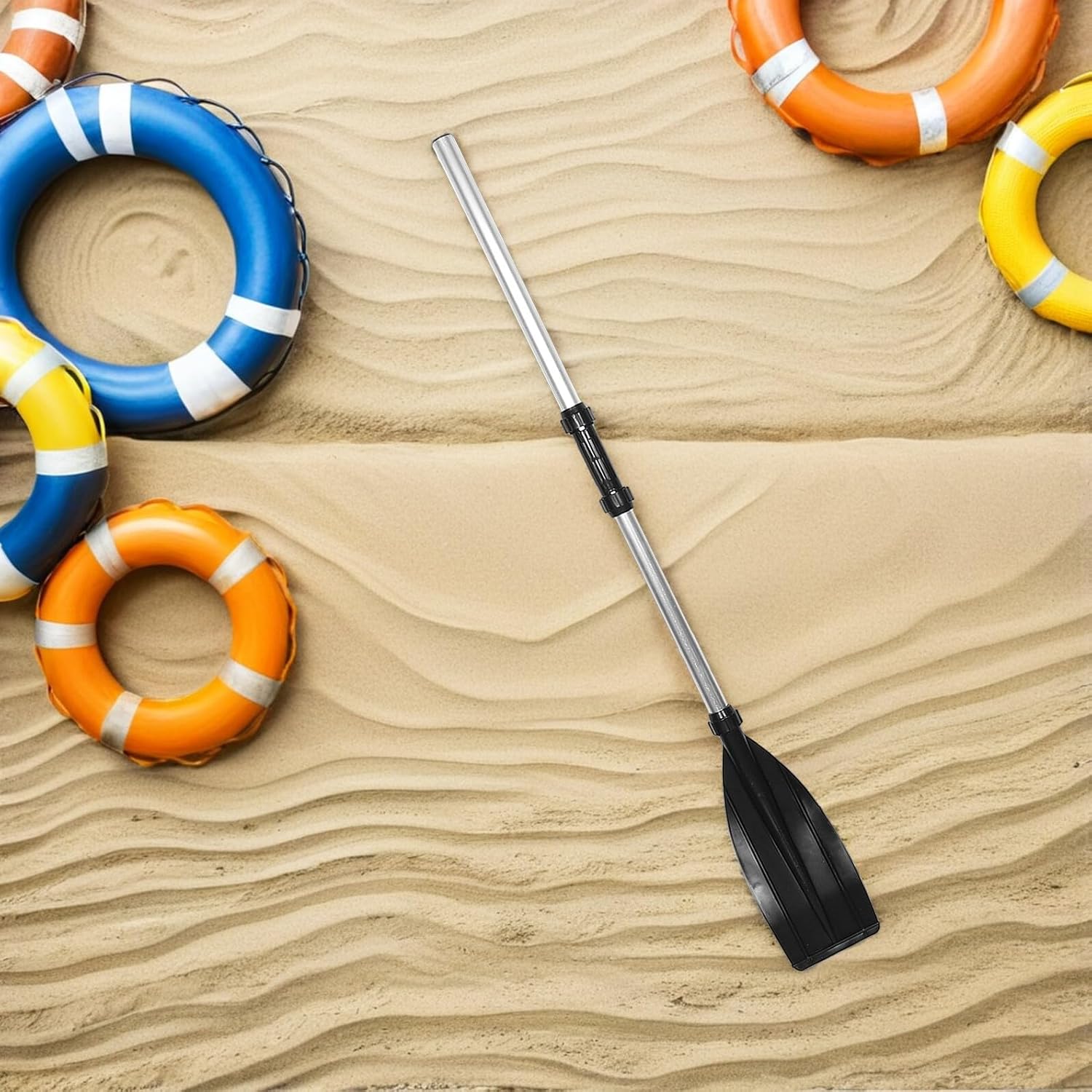 KICHOUSE Inflatable Boat Paddle Canoe Kayak Paddle with Thick Plastic Blade Aluminum Alloy Shaft Detachable Small Boat Oar for Rafting Fishing and Water Sports