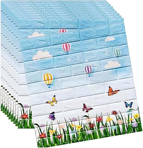HAILM Azulejo de pared 3D, panel 3D autoadhesivo impermeable, 27.5 x 30.3 pulgadas, paquete de 10, cubre 58 pies cuadrados, papel tapiz de ladrillo