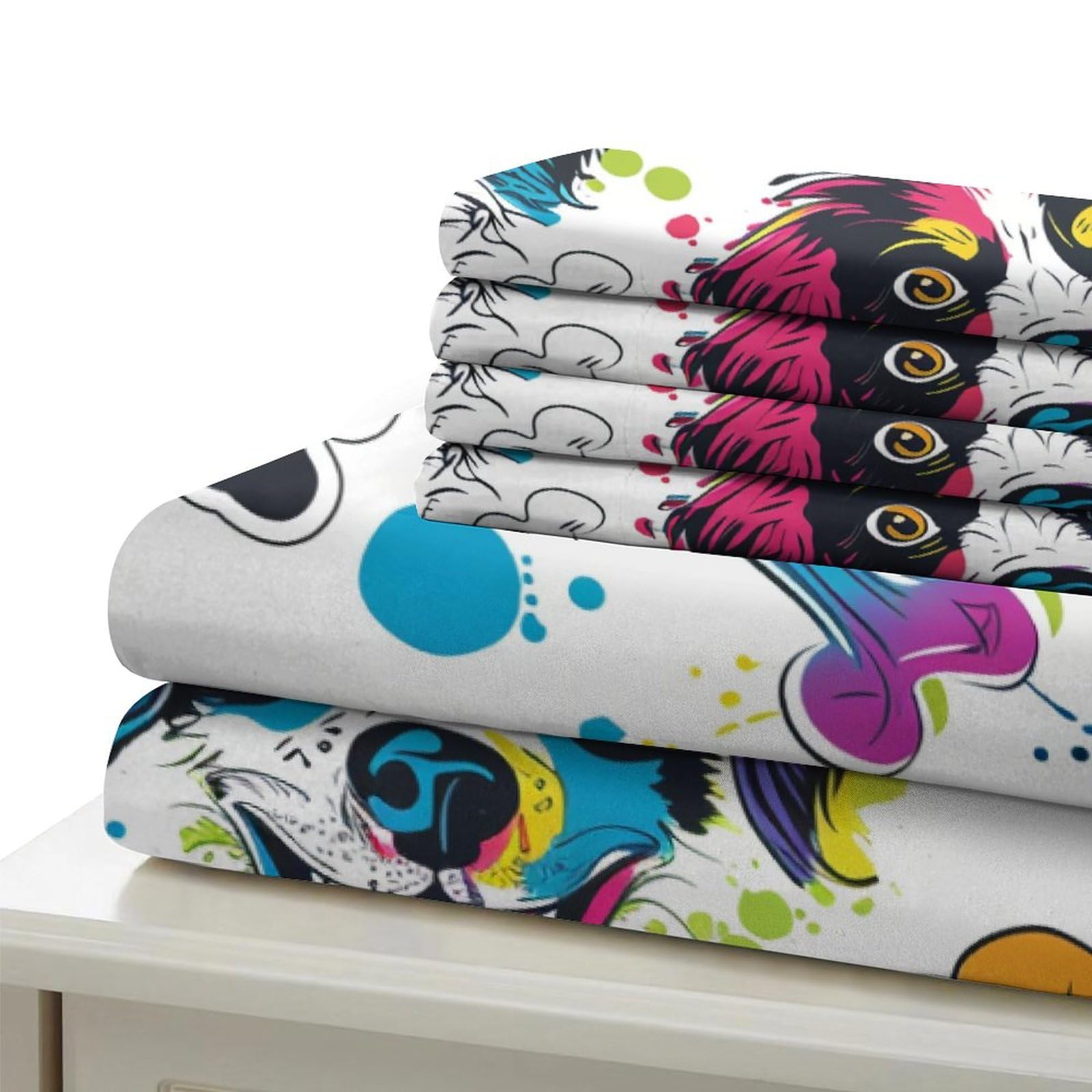 Cute Perros Impreso En 3D Juego De Ropa De Cama De Funda De Edredón para Niños Y Niñas, King（220x240cm）