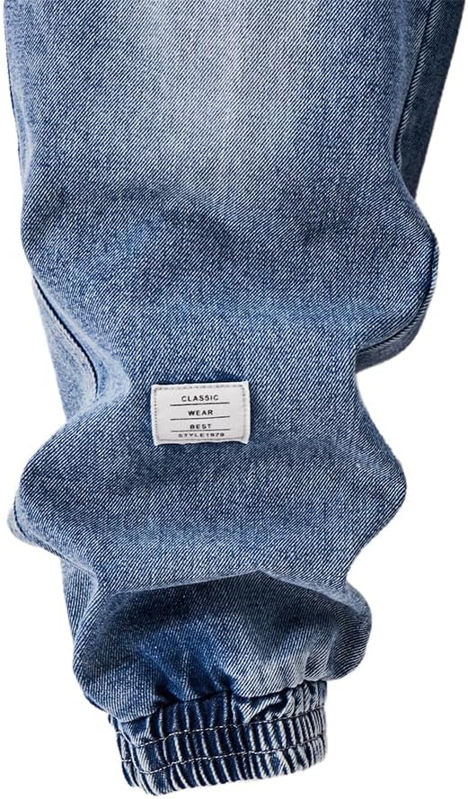 Nivne Tco Tween Boys Jeans Casual Letter Applique Bow Rope Decor Cuffed Denim Pants Kids Elastic Waist Trousers 4 Pockets - Image 5