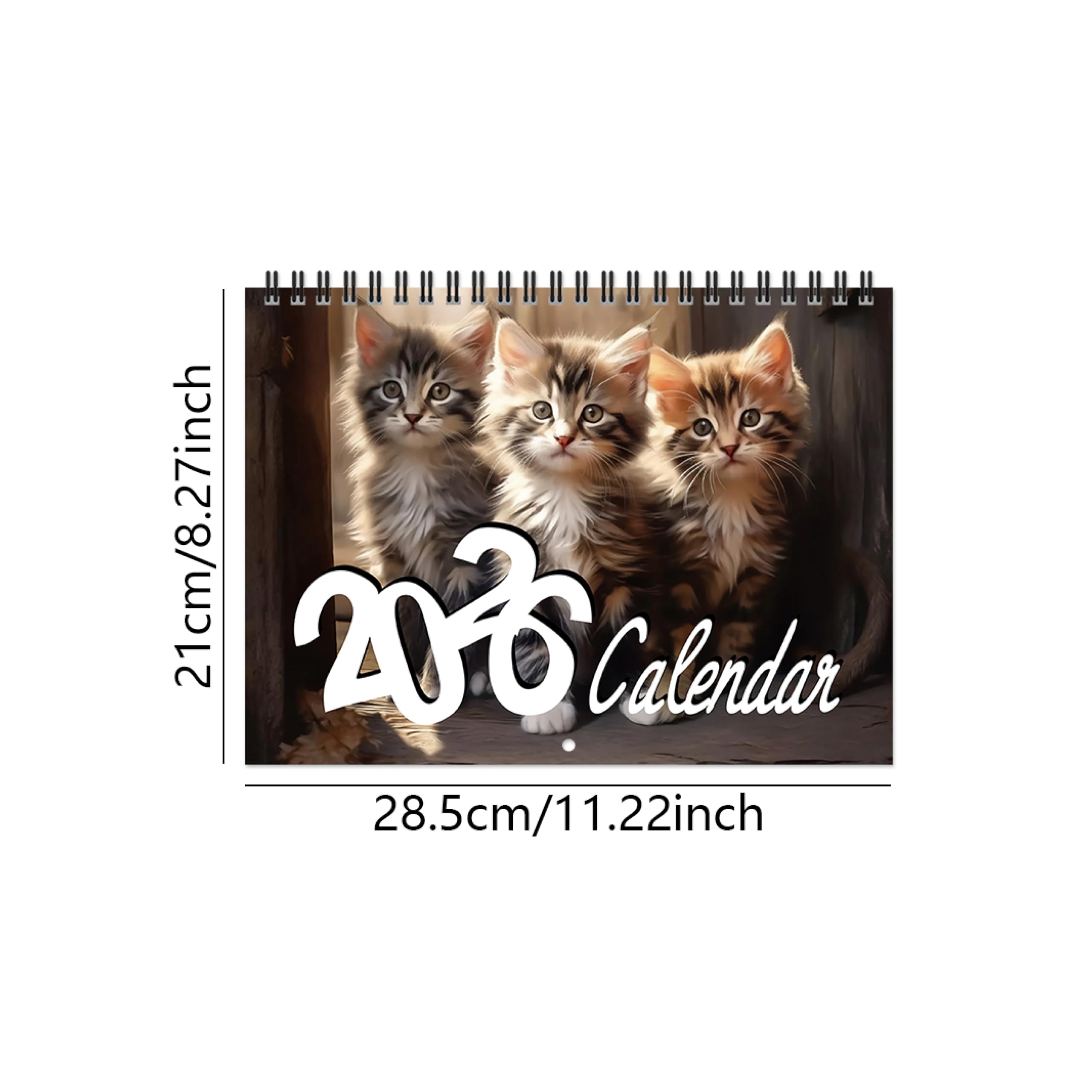 Calendario de pared de gato 2026, calendario de pared 2026, año completo de 12 meses, enero de 2026 a diciembre de 2026, tamaño 8 x 11 pulgadas, diseño de doble encuadernación, bonito calendario de