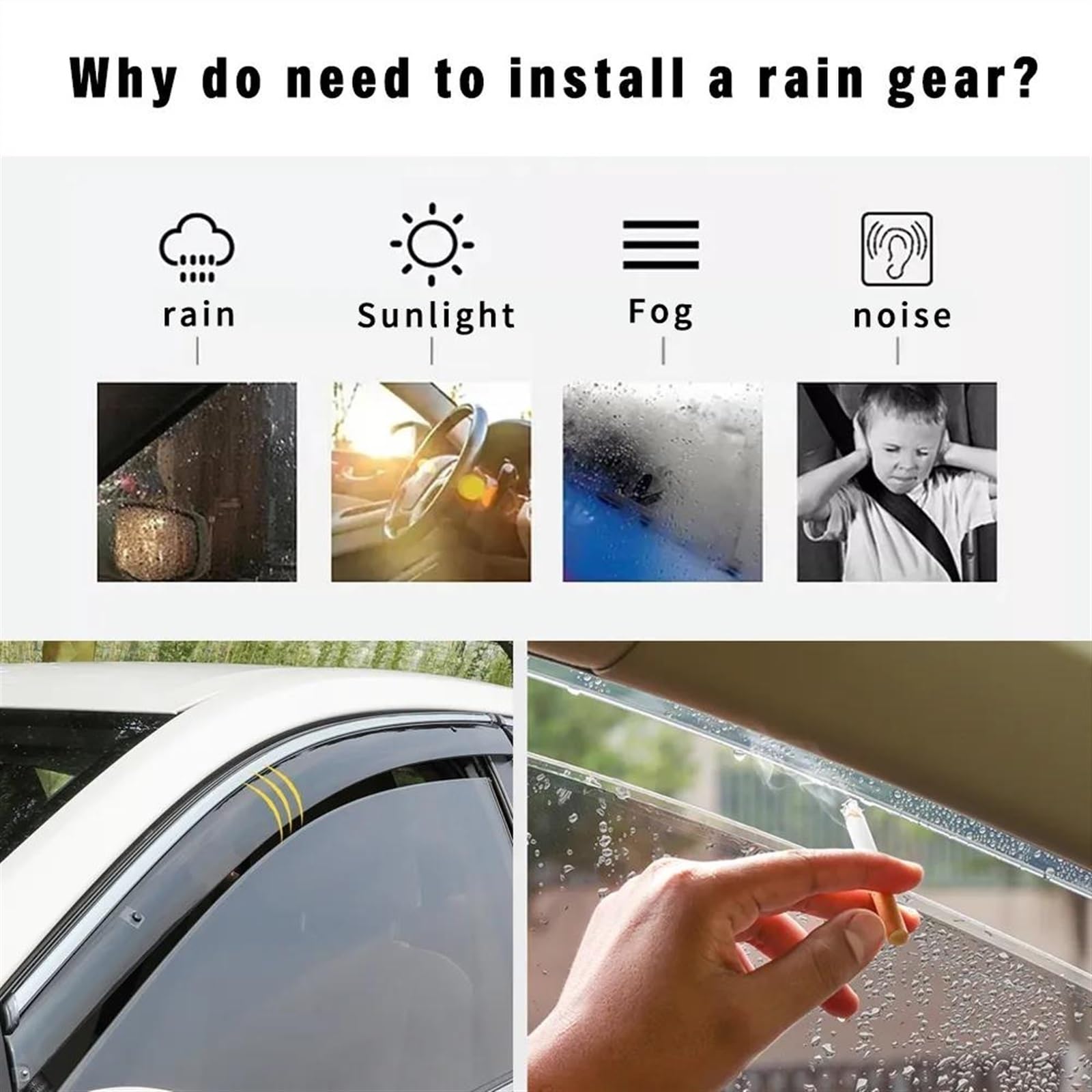 Derivabrisas Compatible con Chevrolet para Sail Hatchback 2010 2011 2012 2013 4 Piezas Visera Soleada para Coche Ventana Humo Visera Lluvia Y Sol Deflector Protector Defectores Viento