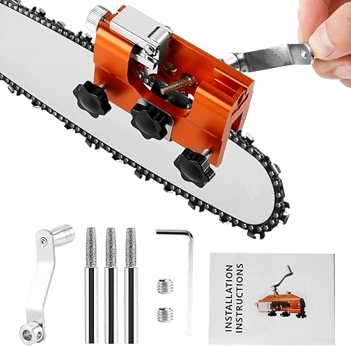 Plantilla afiladora de motosierra afilador portátil de motosierra con 3 varillas de molienda herramienta afiladora de motosierra con manivela para