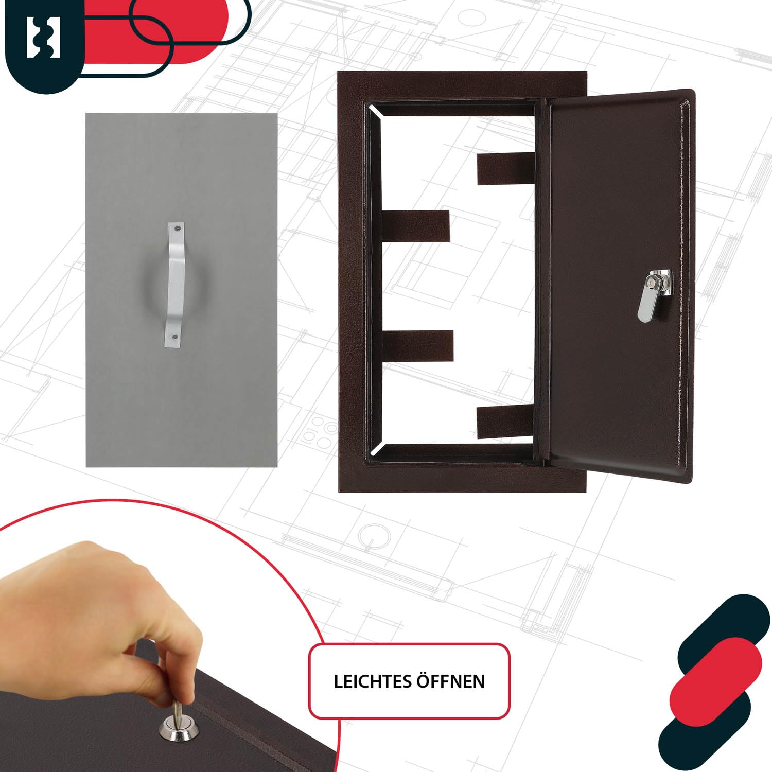 KOTARBAU® Puerta de chimenea de cobre antiguo con escudo térmico para abrir con destornillador o moneda, marrón, 155 x 290 mm
