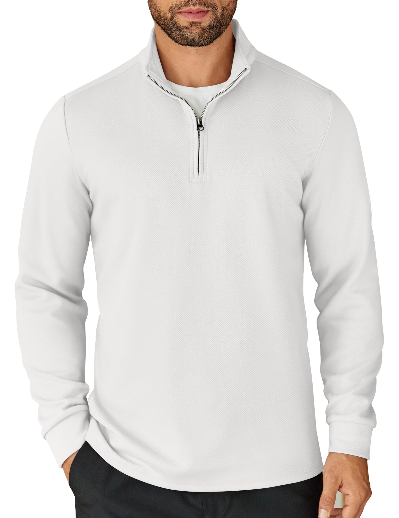 Mens Quarter Zip Up Pullover Lightweight Mock Neck Sweatshirt