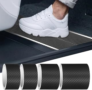 4 Rolls Car Door Edge Guards Door Sill Protector, 33 Ft 5D Carbon Fiber Tape Automotive Vinyl Wraps Anti Collision Scratch Cover Strip Stickers Vehicles Accessories for Most Car