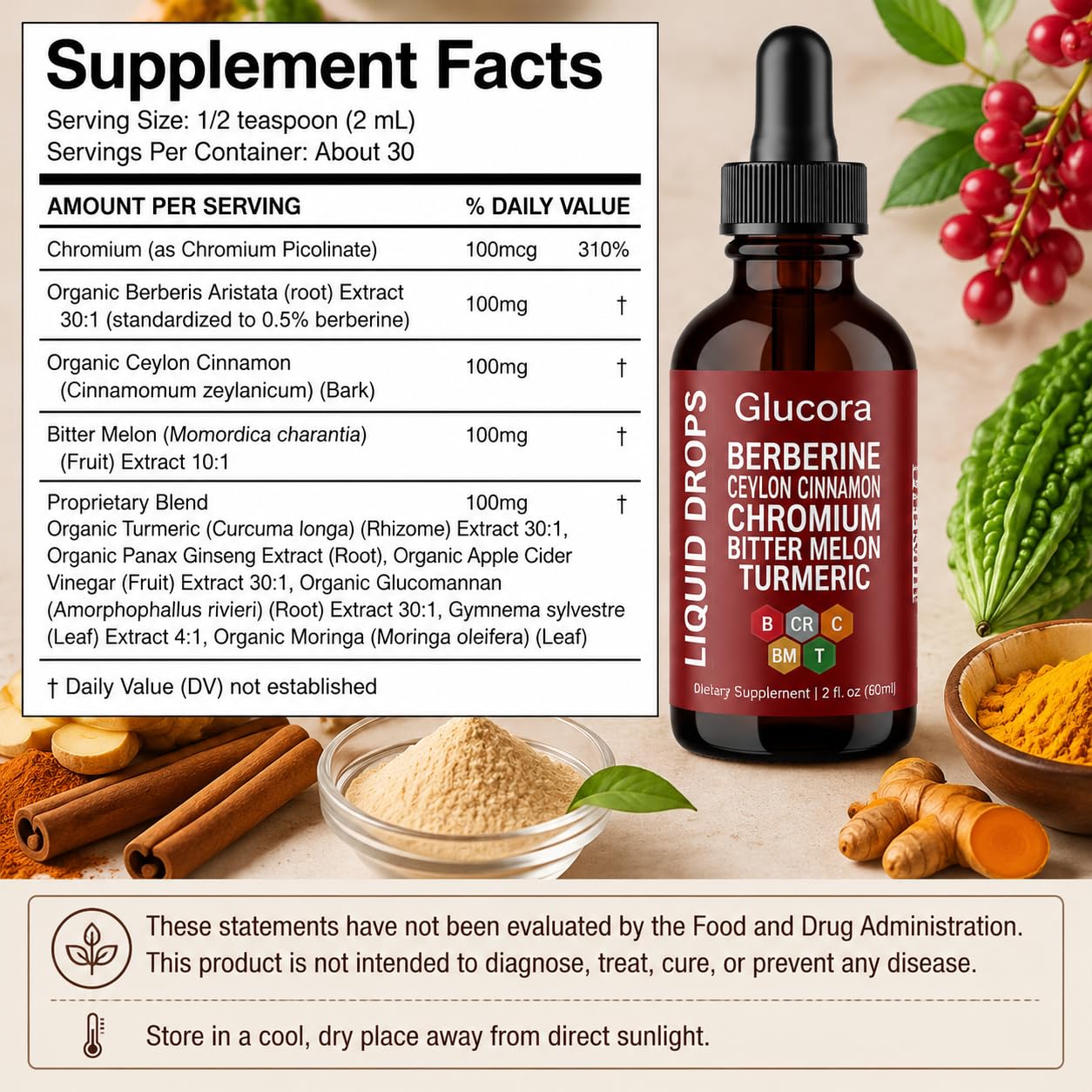 Glucora Berberina Liquida Drops, Glucora Berberine Gotas — Amazon image 8