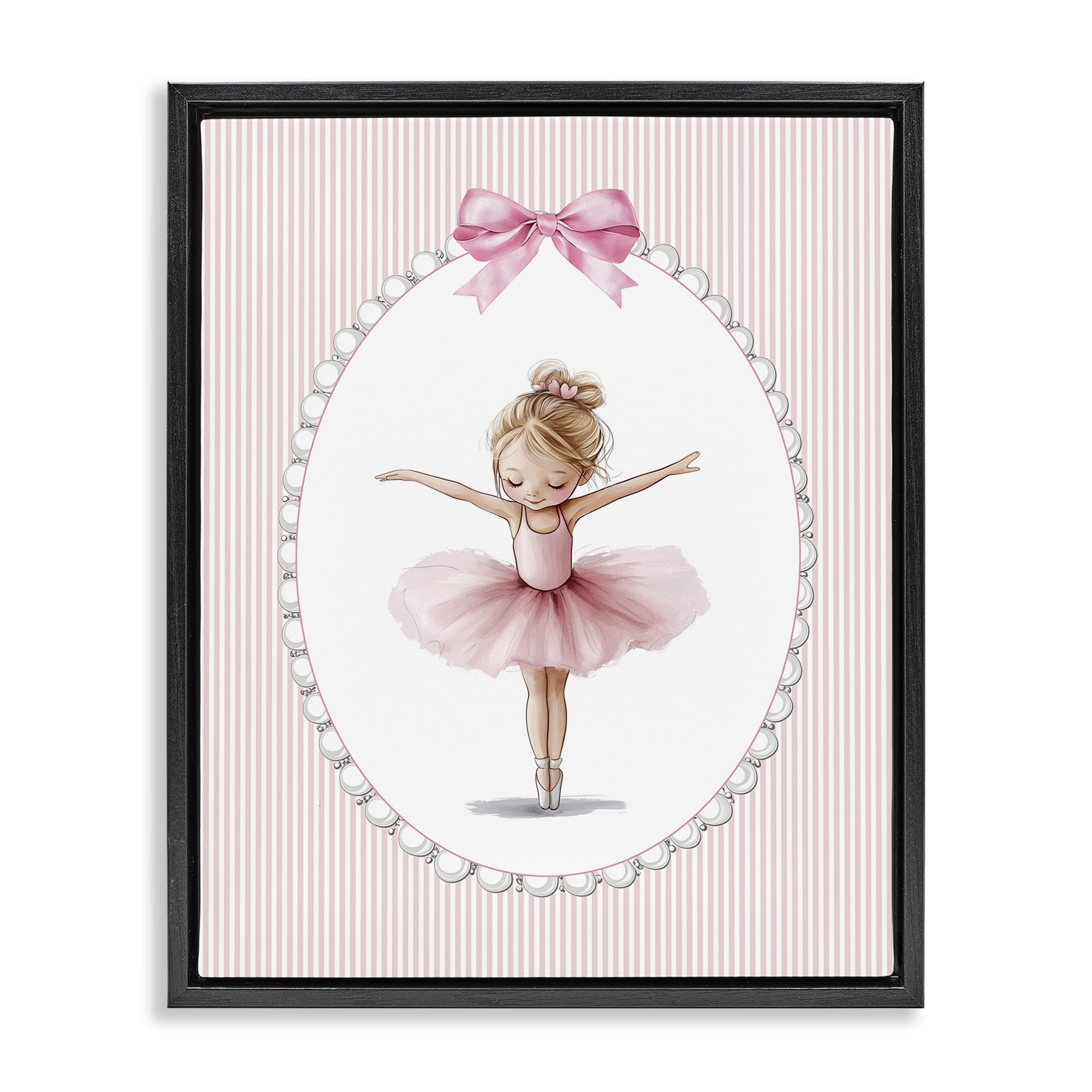 Stupell Industries Jet Black (Matte) Graceful Pink Ballerina Dance, 16 X 20 Inch Canvas In Floater Frame