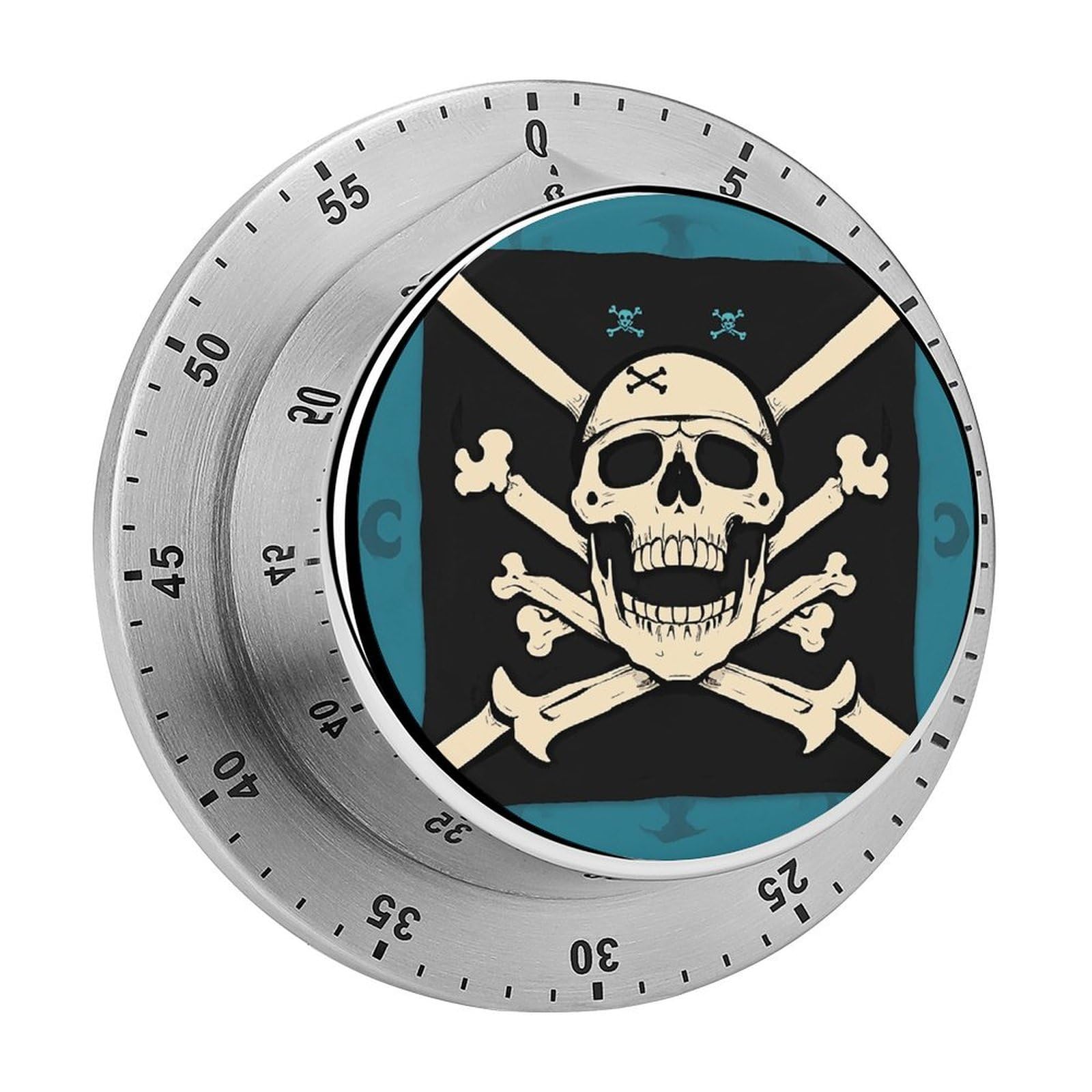 Pirate Flag Skull Kitchen Timers Magnetic Back Manual Countdown Timers for Classroom Home Gym Tanning
