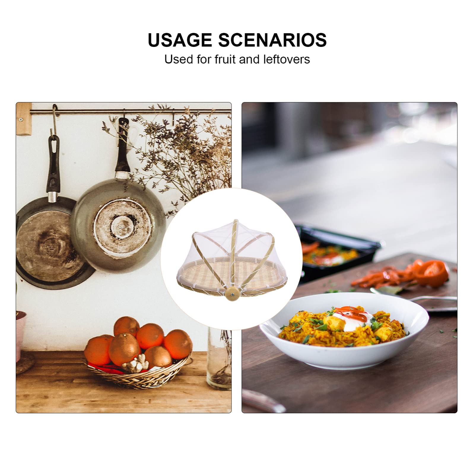 BESPORTBLE Brown Round Basket with Mesh Cover - Kitchen Fruit Display Basket, Foldable, Long Service Life, Suitable for Indoor or Outdoor Activities, 1 Brown Basket