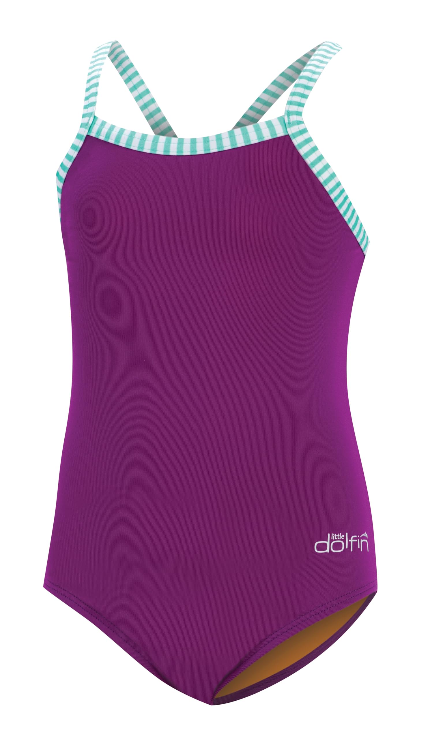 Dolfin Little One Piece Swimsuit for Girls and Toddlers (Purple, 6)