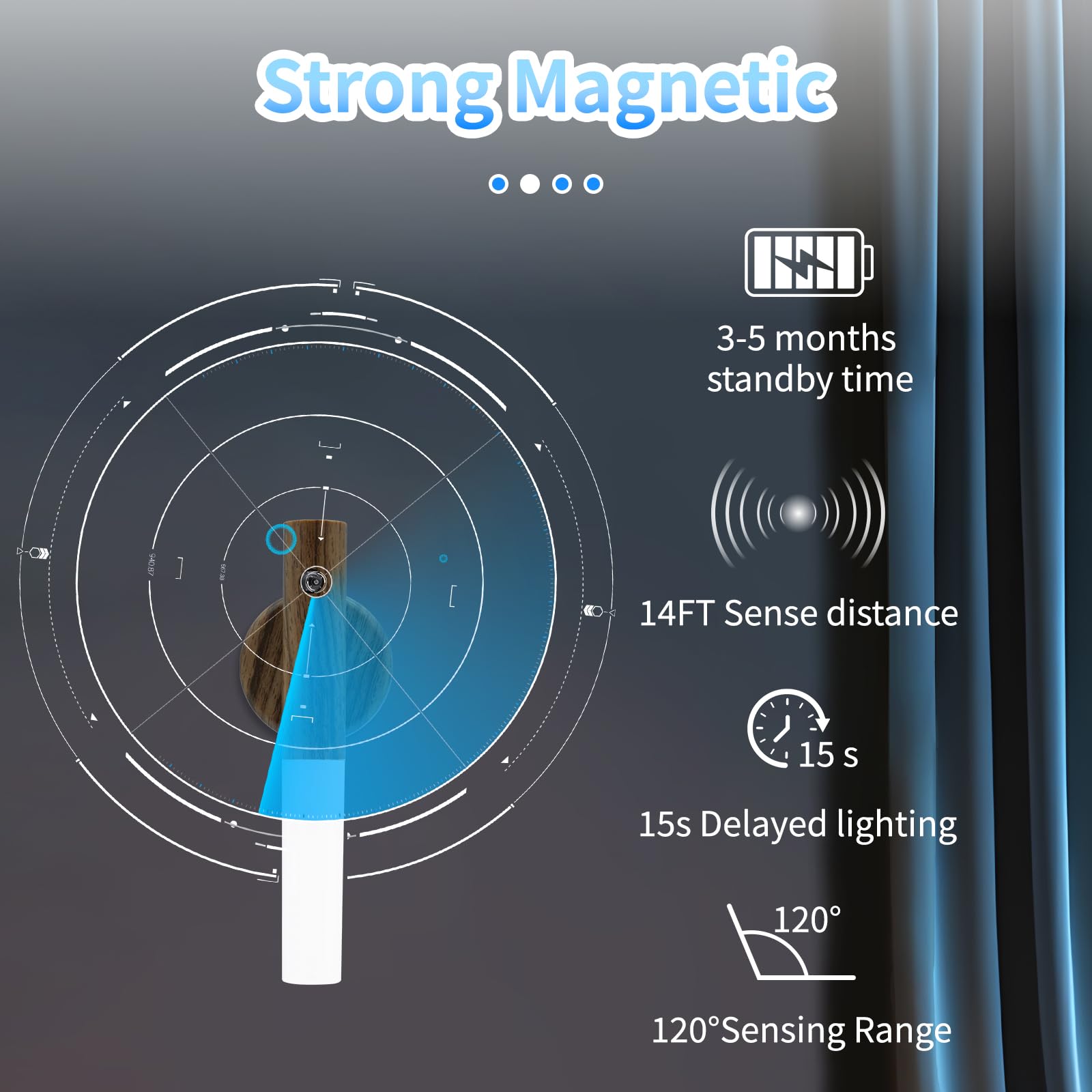 EKJANEPE Portable Rechargeable Wall Light, Removable Magnetic Motion Sensor Night Light, 3000K Warm White - Image 4