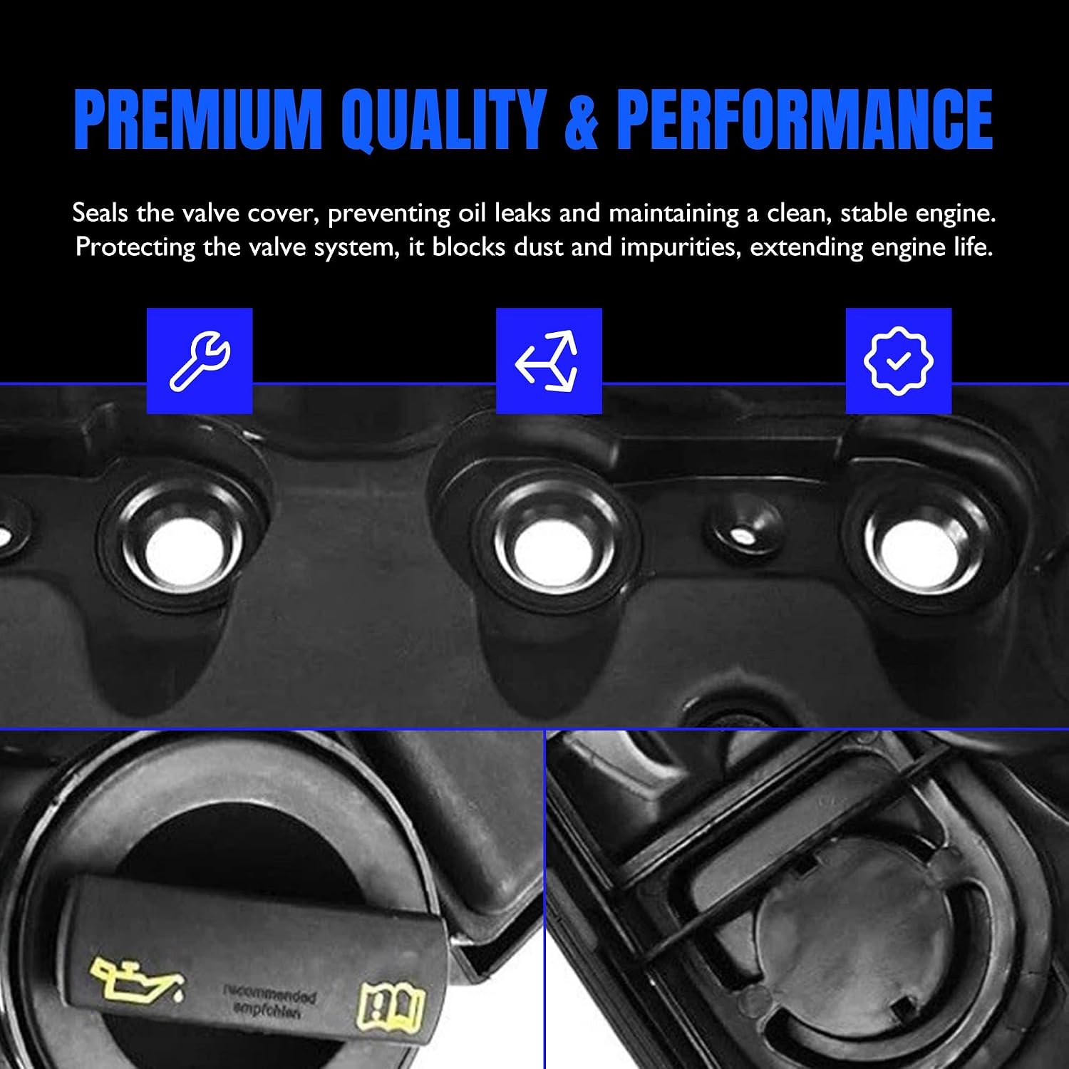 Engine Valve Cover, with Valve Cover Gasket & Oil Filler Cap & Bolt, Compatible with Volkswagen Passat 2012 2013 2014, 2.0L Diesel, Replace # 03L103469R, 03L103-469-R