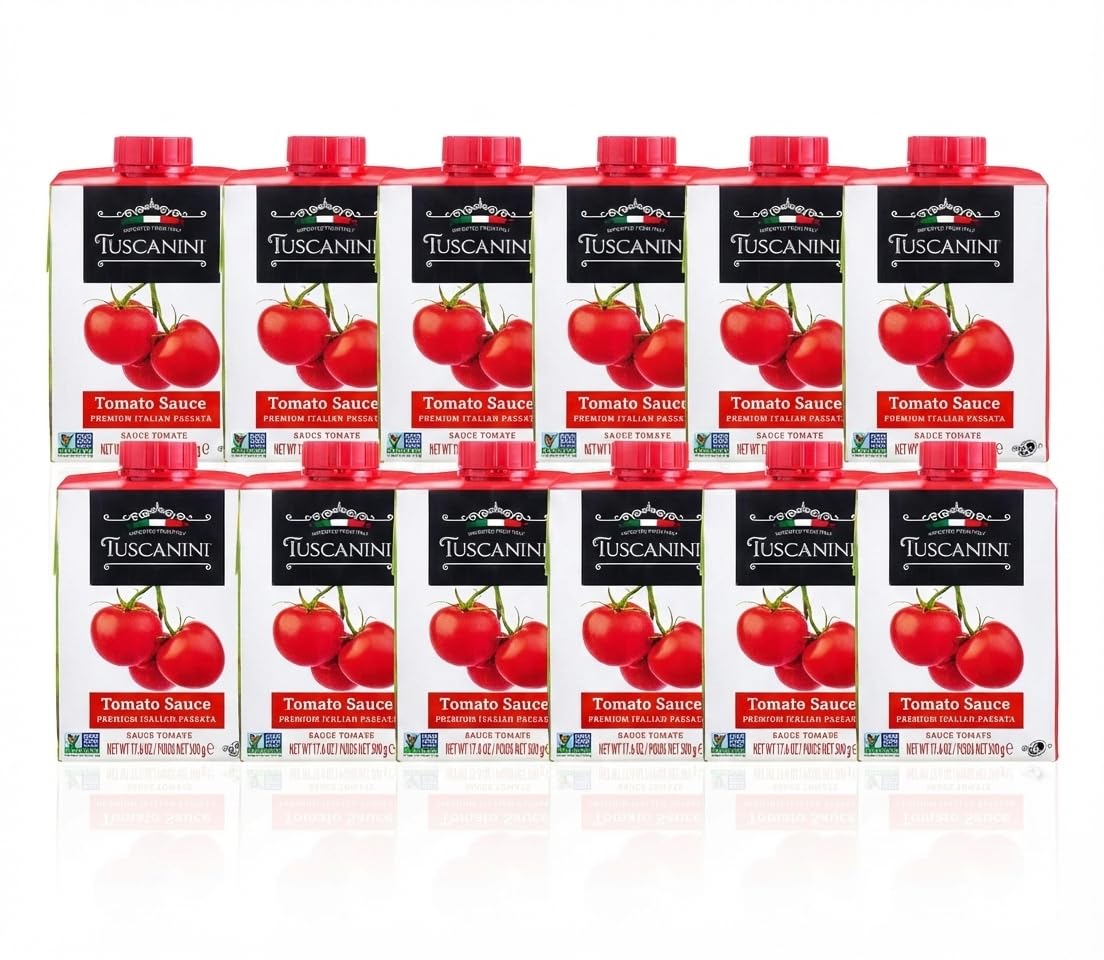 Tuscanini Italian Tomato Sauce, Premium Italian Passata, 17.6oz (6 Pack) | Resealable, Product of Italy